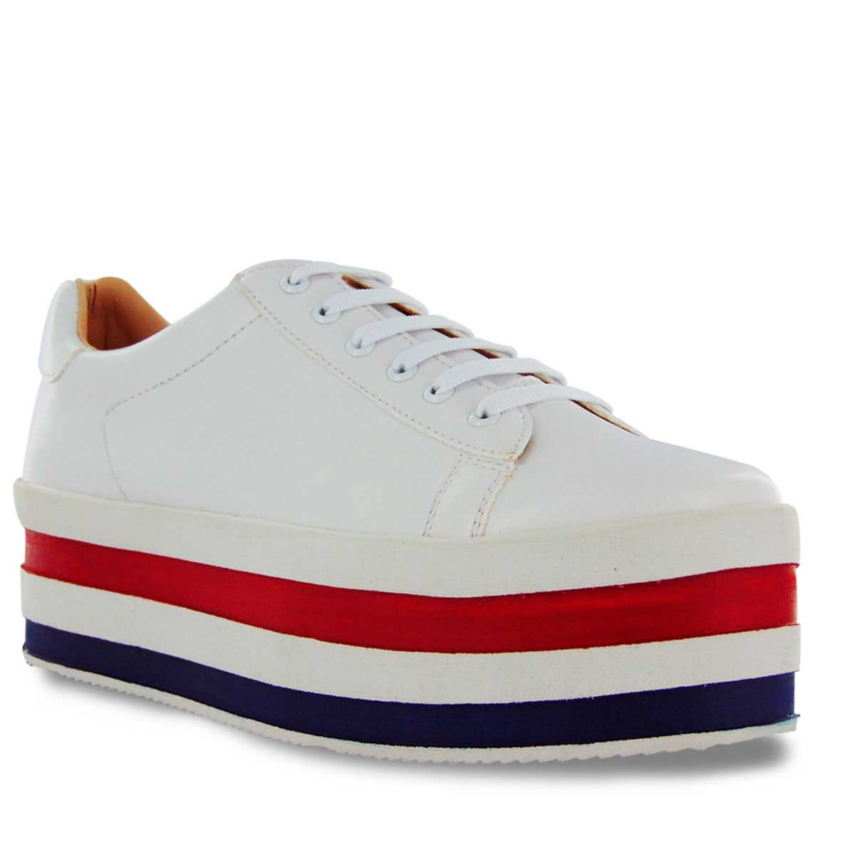 Tenis Blanca con Doble Plataforma Y Agujeta Mbj