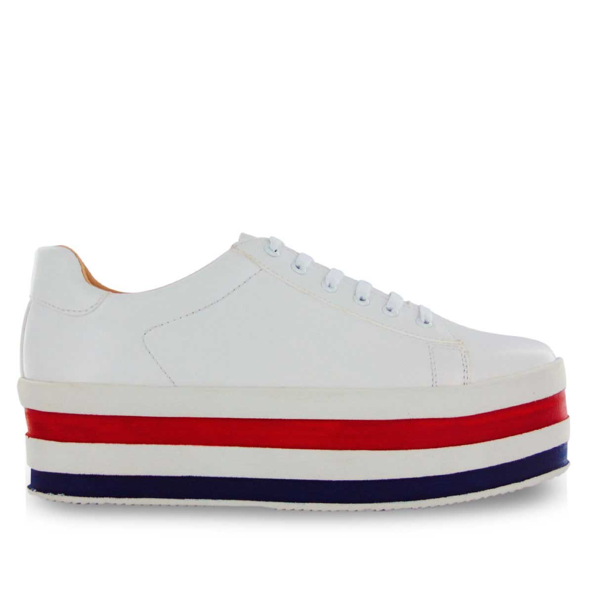 Tenis Blanca con Doble Plataforma Y Agujeta Mbj