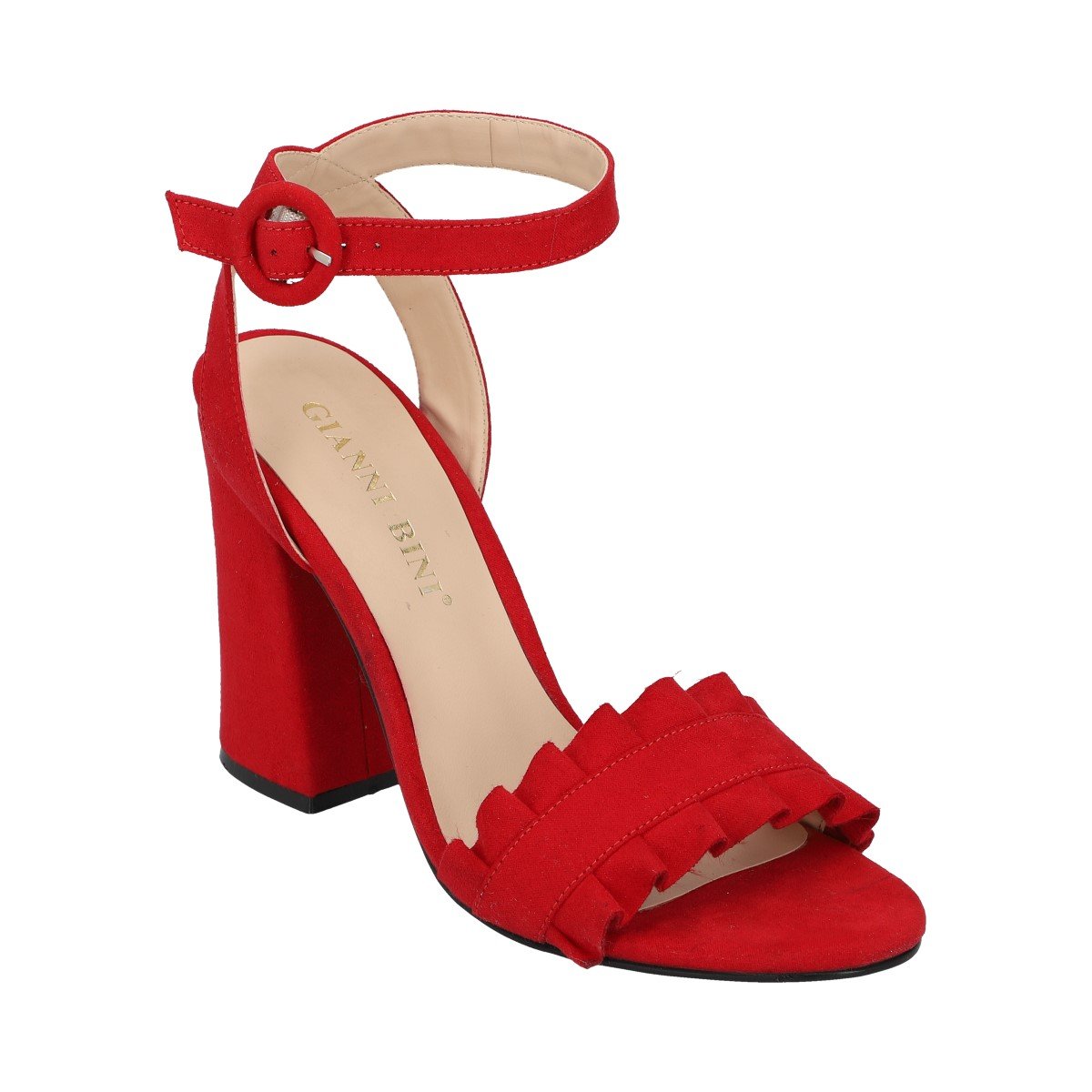 Sandalia Roja con Olanes y Pulsera Gianni Bini