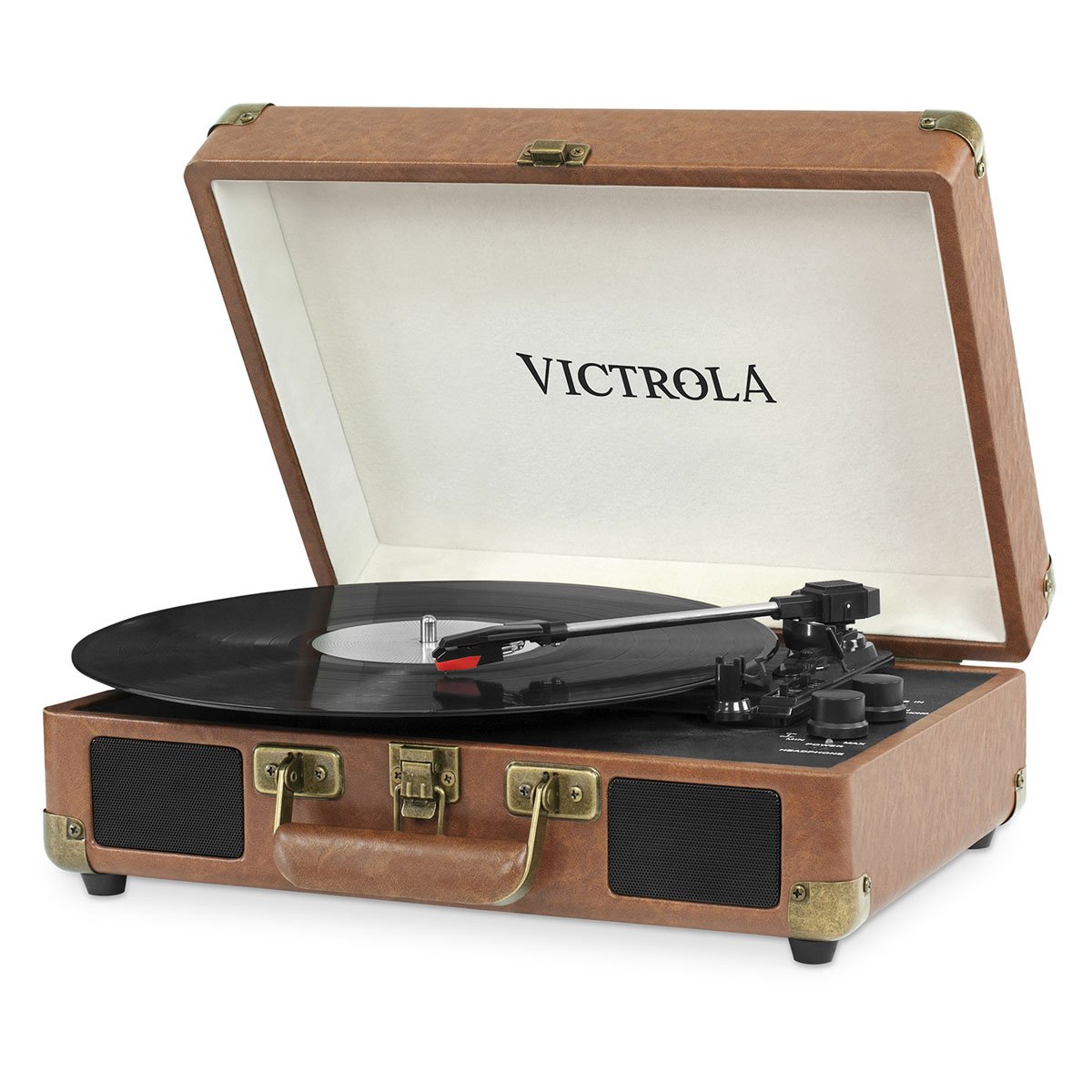 Reproductor Discos de Maleta Café Claro Victrola