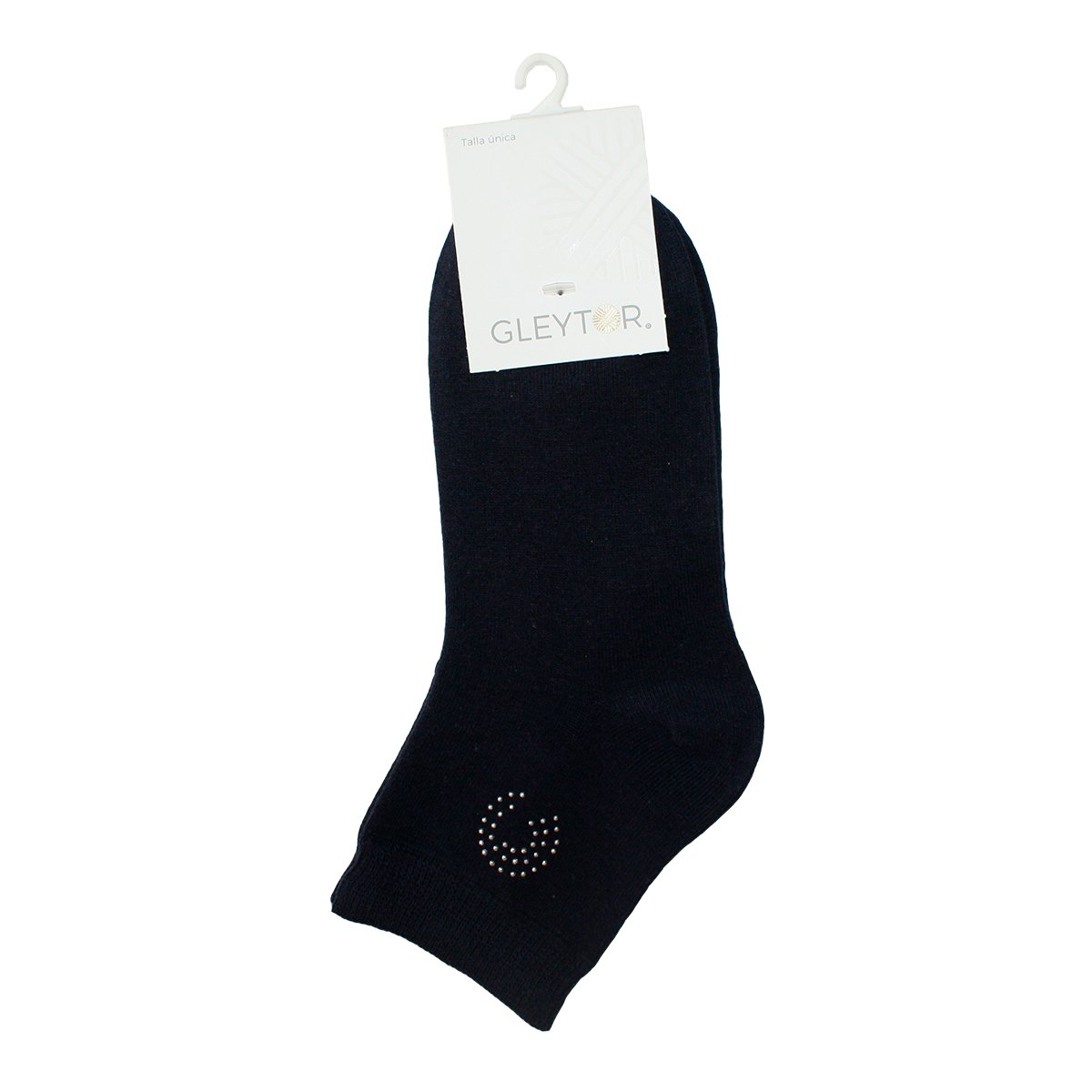 Calcetín Negro con Pedrería Gleytor para Mujer