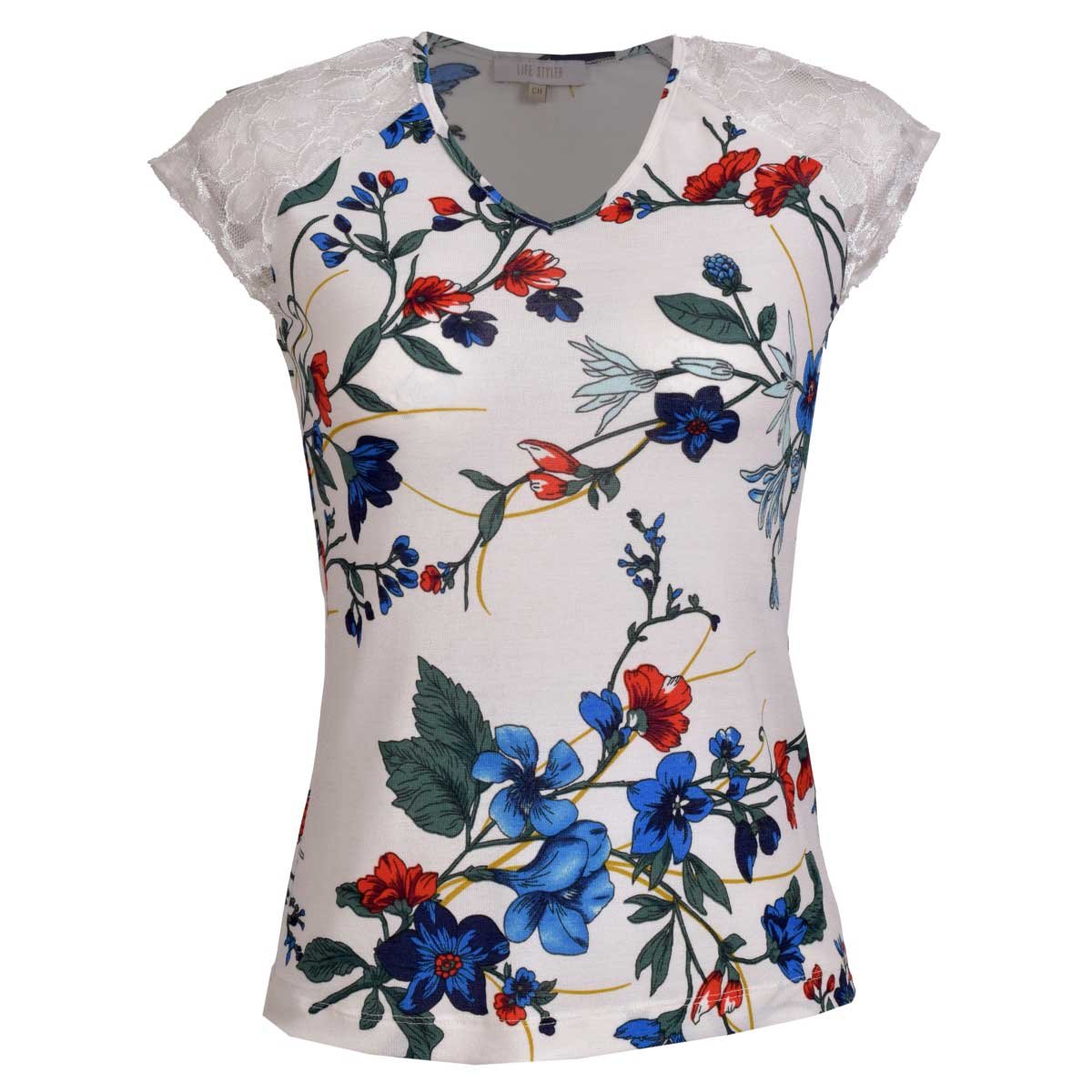 Blusa para Dama Estampada con Escote V Life Styler