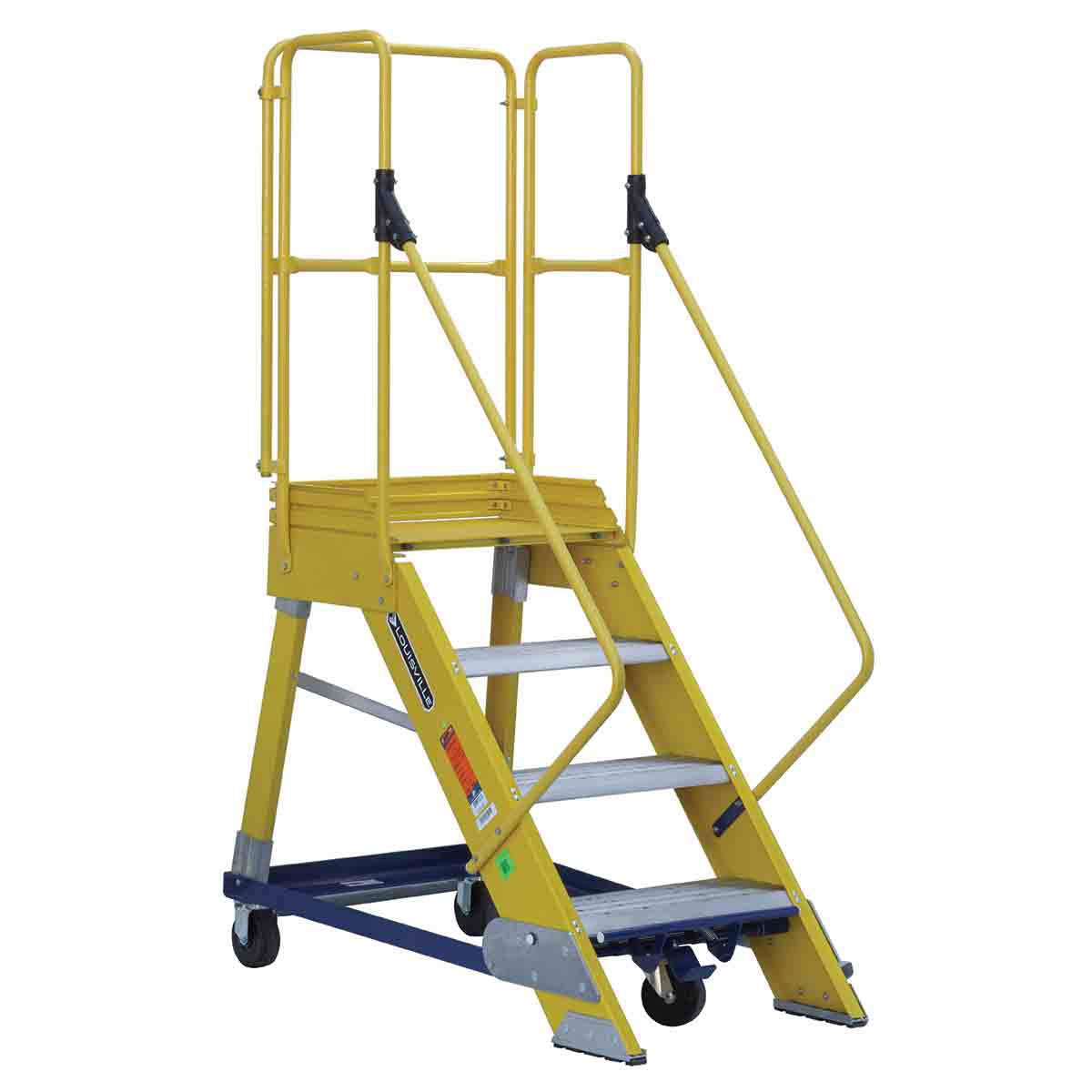 Escalera C/ruedas de Fibra de Vidrio de 4 Pies Uso Industrial Cuprum