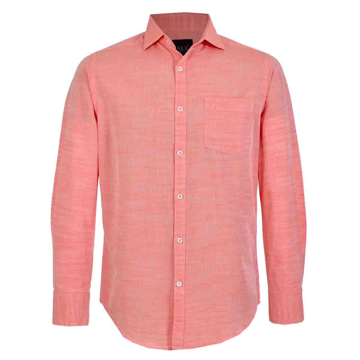 Camisa Manga Larga Color Naranja Alx para Caballero