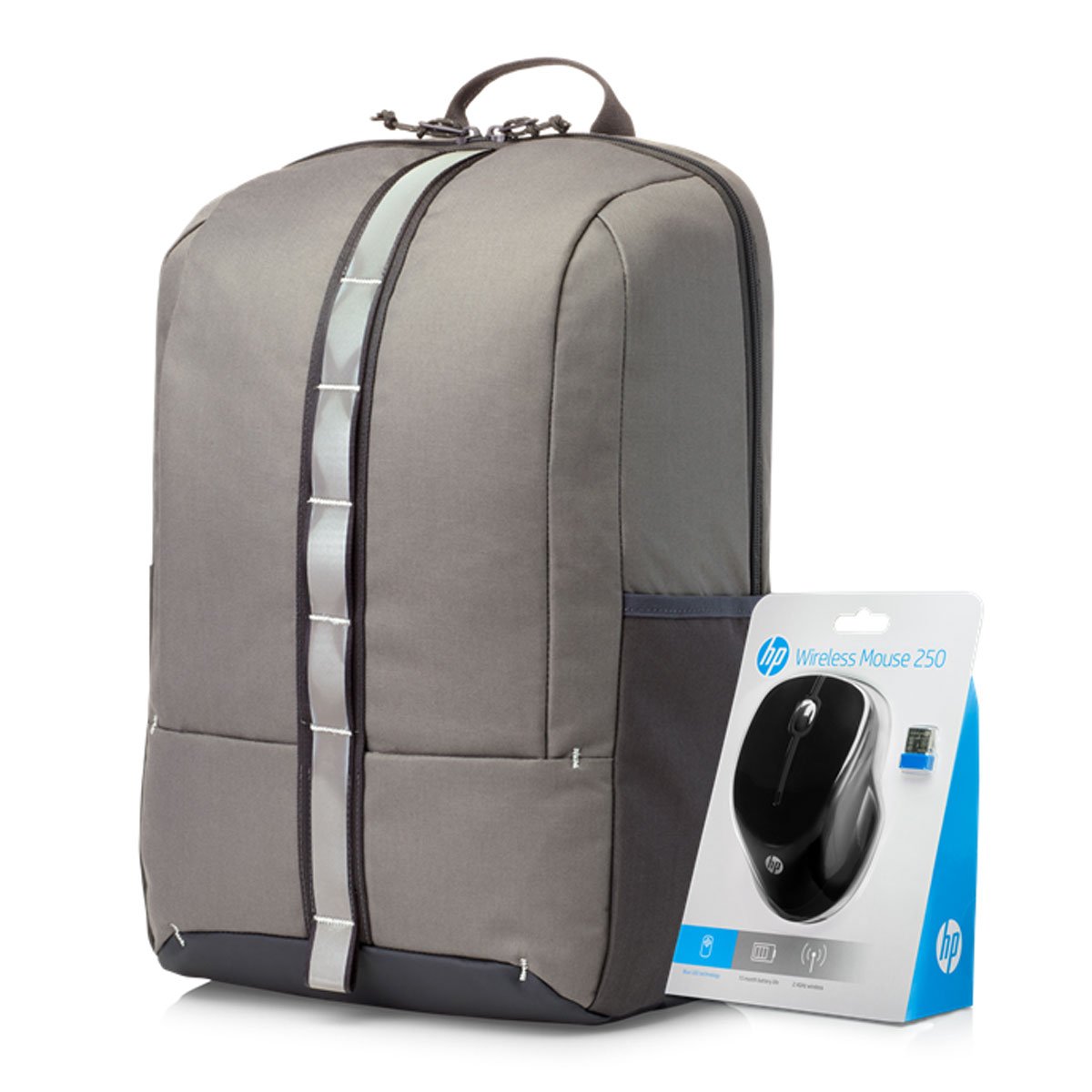 Paquete Mochila Portalaptop 15" Conmuter Gris+ Mouse 250 Hp