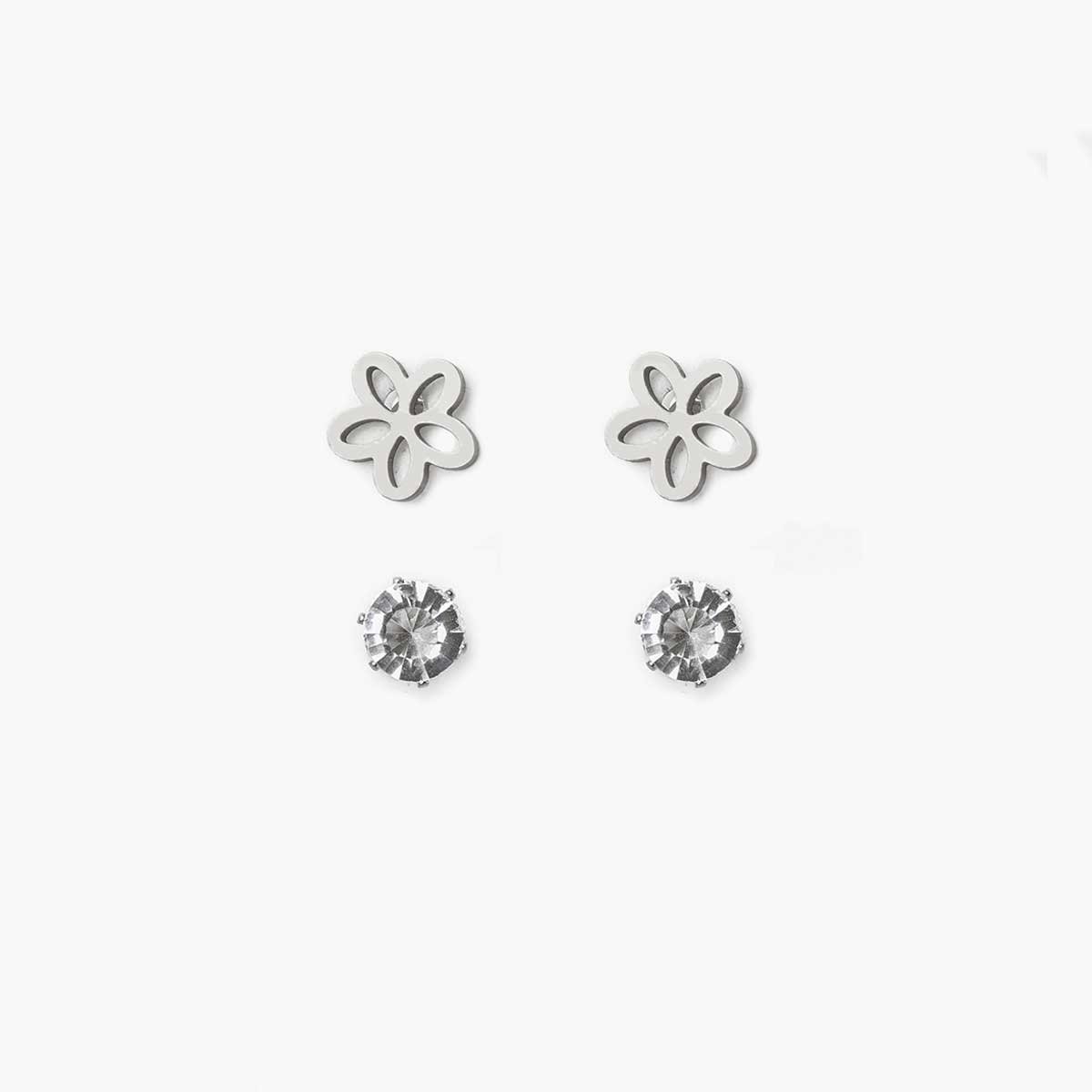 Set de Aretes 2 en 1 Plata  Wonder Charms