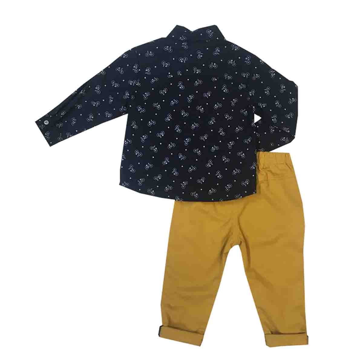 Conjunto Camisa con Moño Y Pantalón Mostaza Coccolato