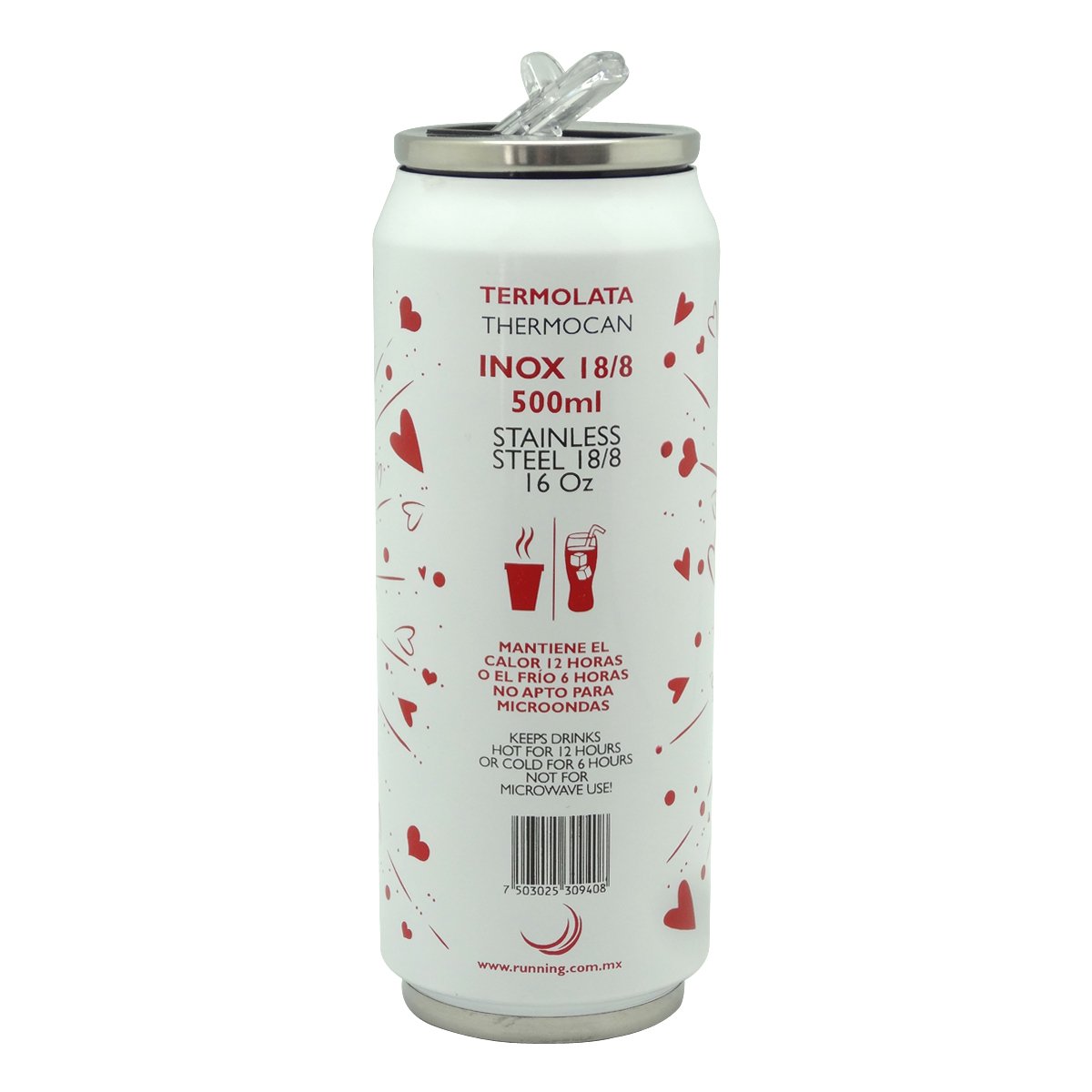 Termo Lata a Inox Love Blanco 500 Ml Running Decora