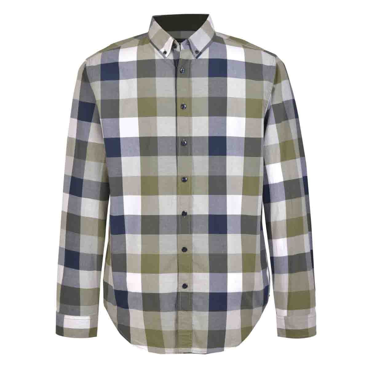 Camisa Manga Larga a Cuadros Color Azul Jeanious