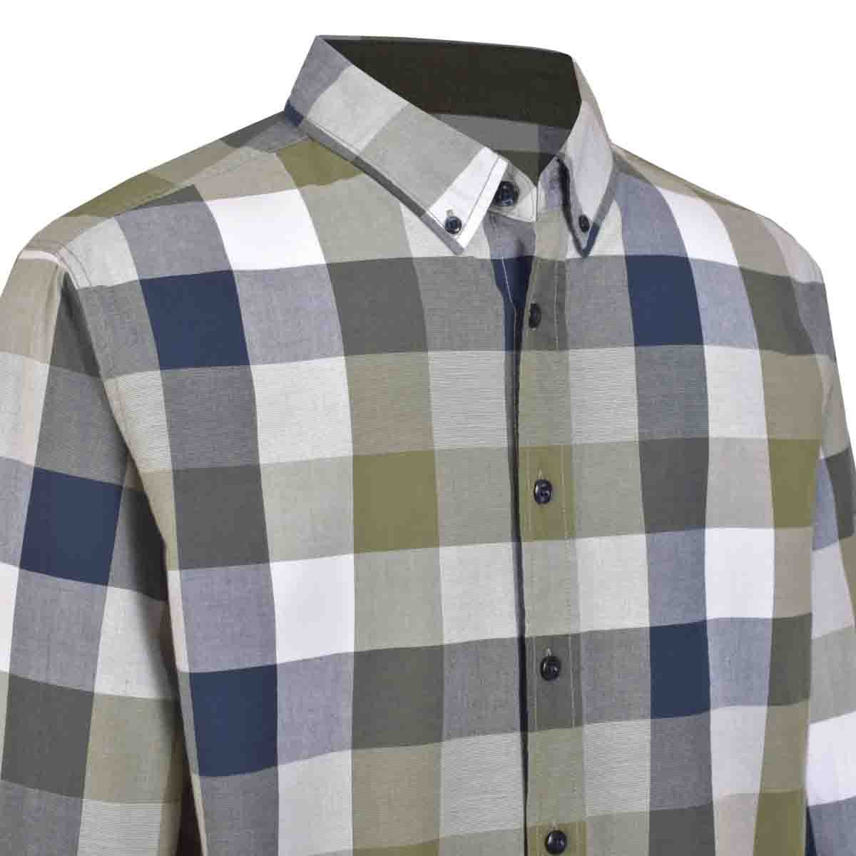 Camisa Manga Larga a Cuadros Color Azul Jeanious