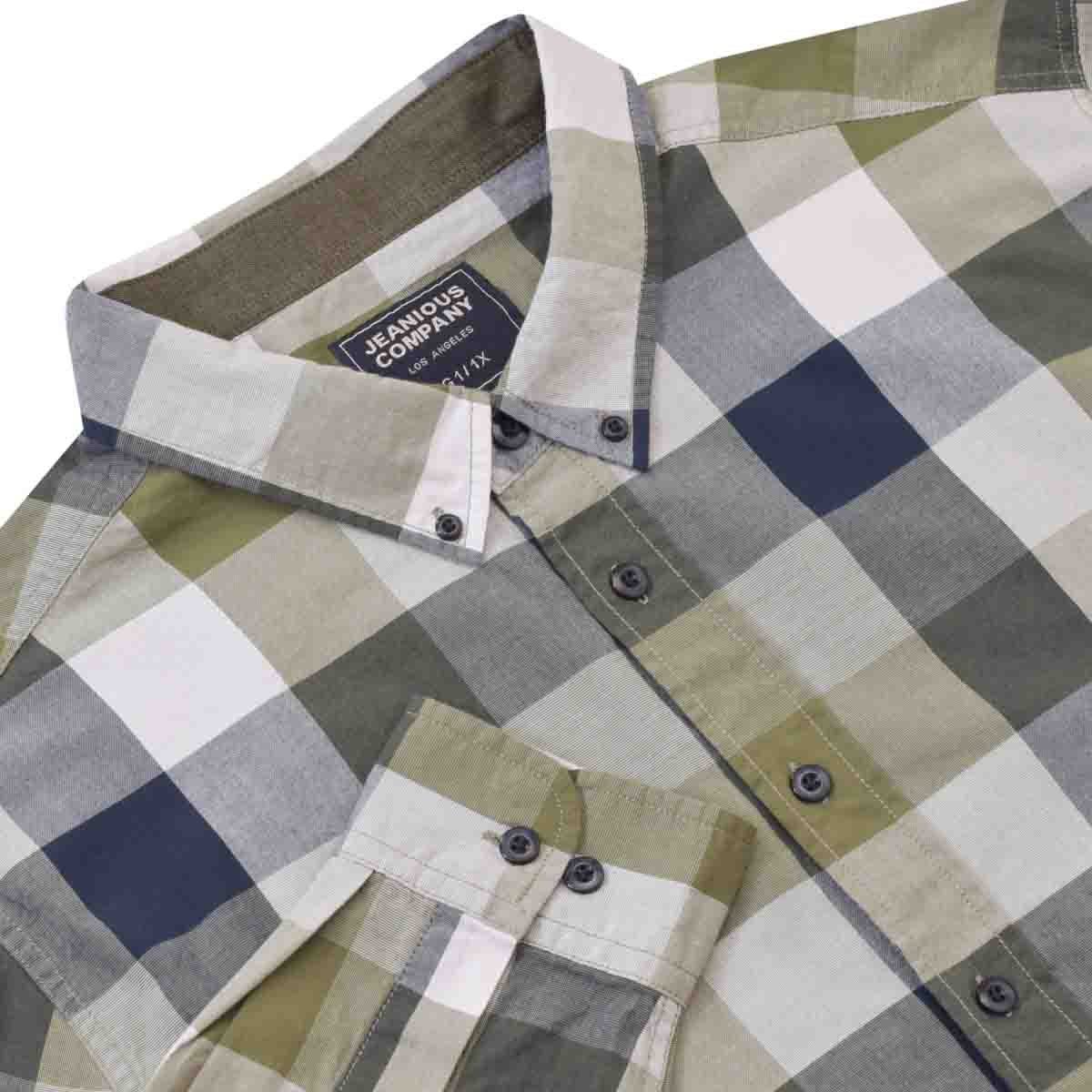 Camisa Manga Larga a Cuadros Color Azul Jeanious