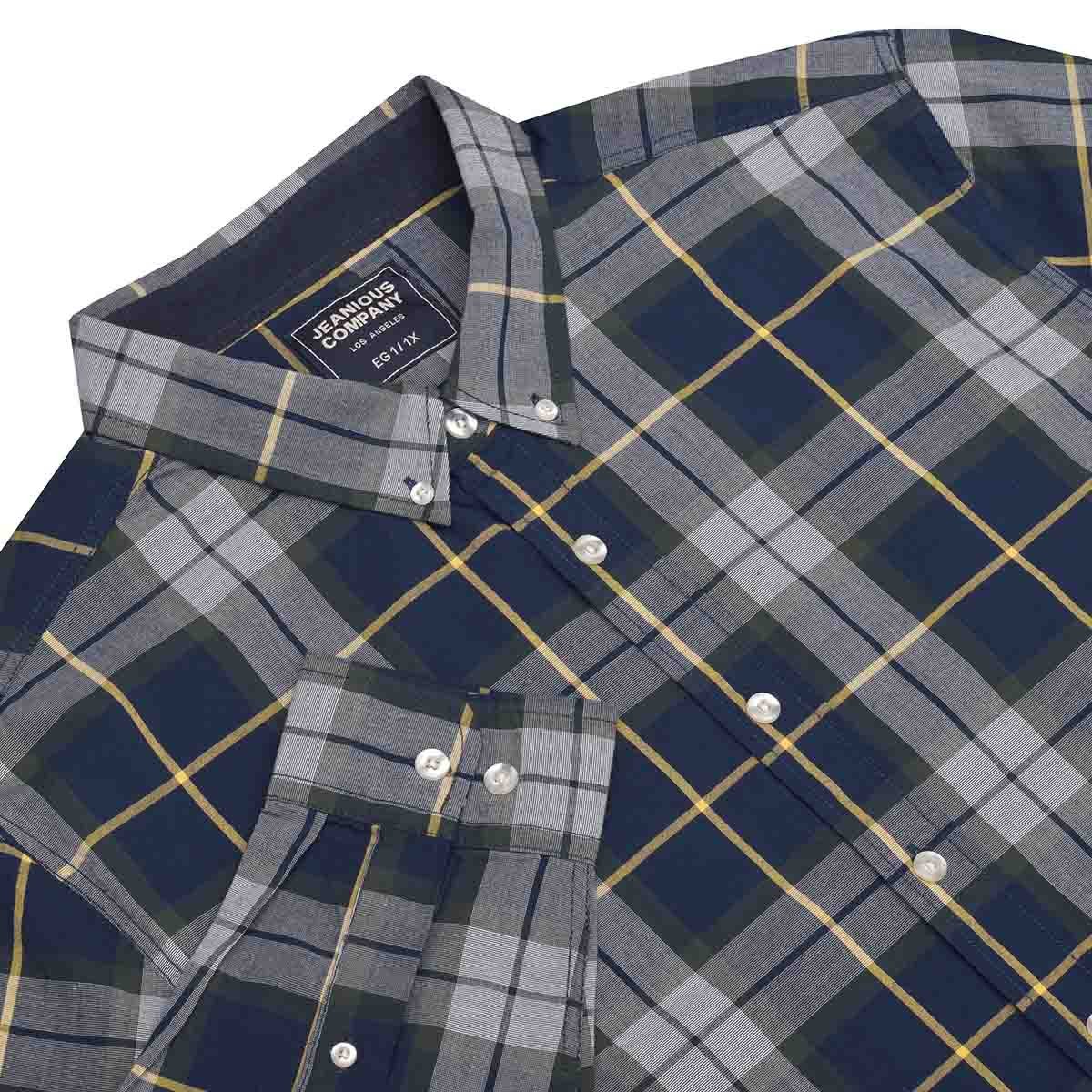 Camisa Manga Larga a Cuadros Color Verde Combinado Jeanious