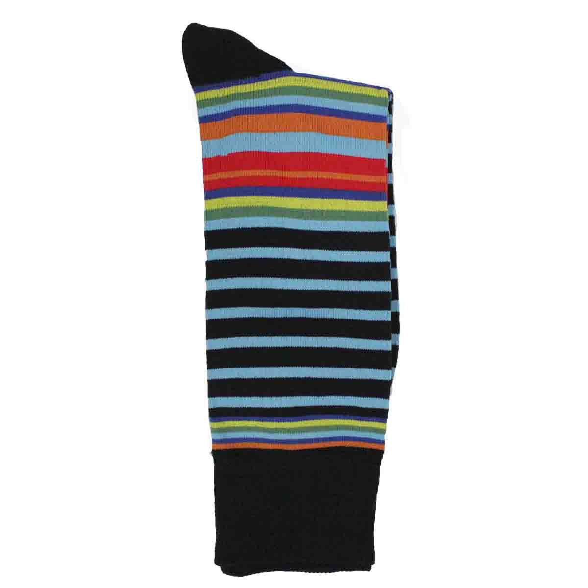 Calcetín de Vestir para Caballero Color Negro con Rayas Multicolor Pierre Cardin