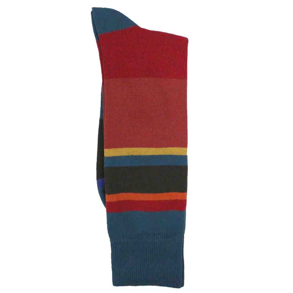 Calcetín de Vestir para Caballero Color Verde a Rayas Gruesas Multicolor Pierre Cardin
