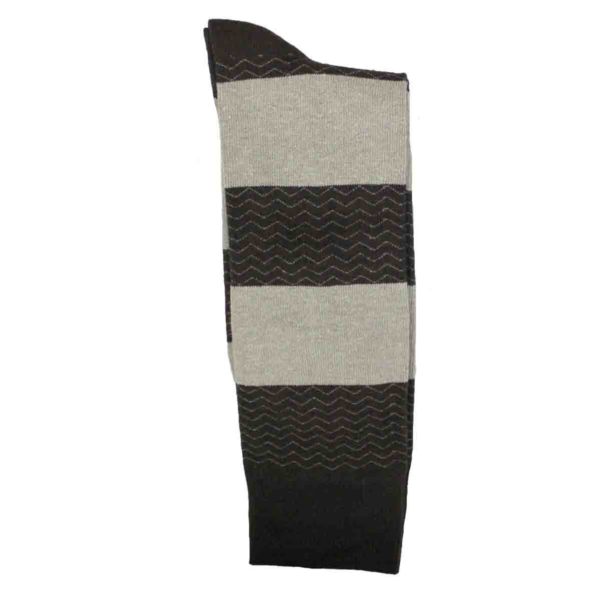 Calcetín de Vestir para Caballero Color Café con Rayas Multicolor Pierre Cardin