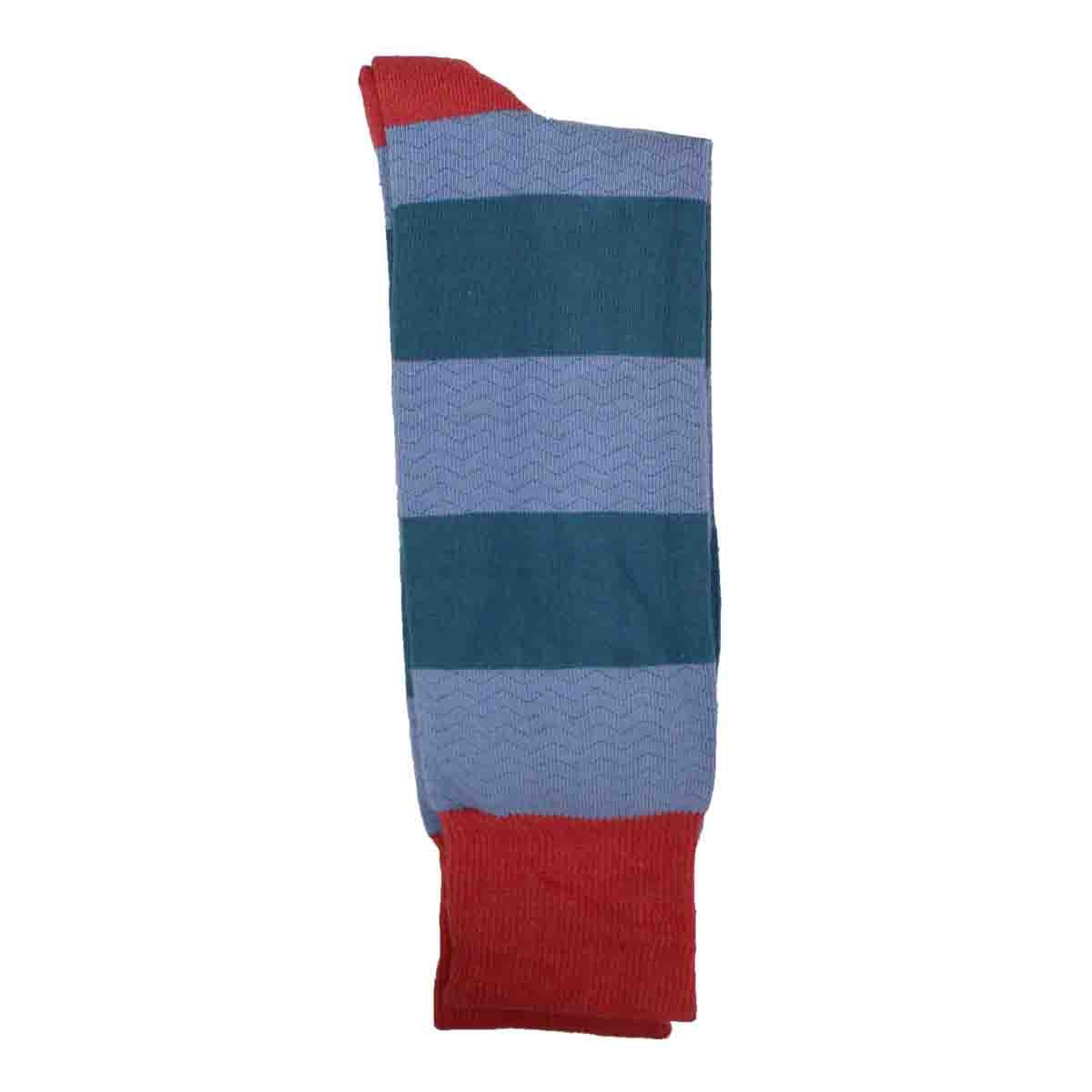 Calcetín de Vestir para Caballero Color Café con Rayas Multicolor Pierre Cardin