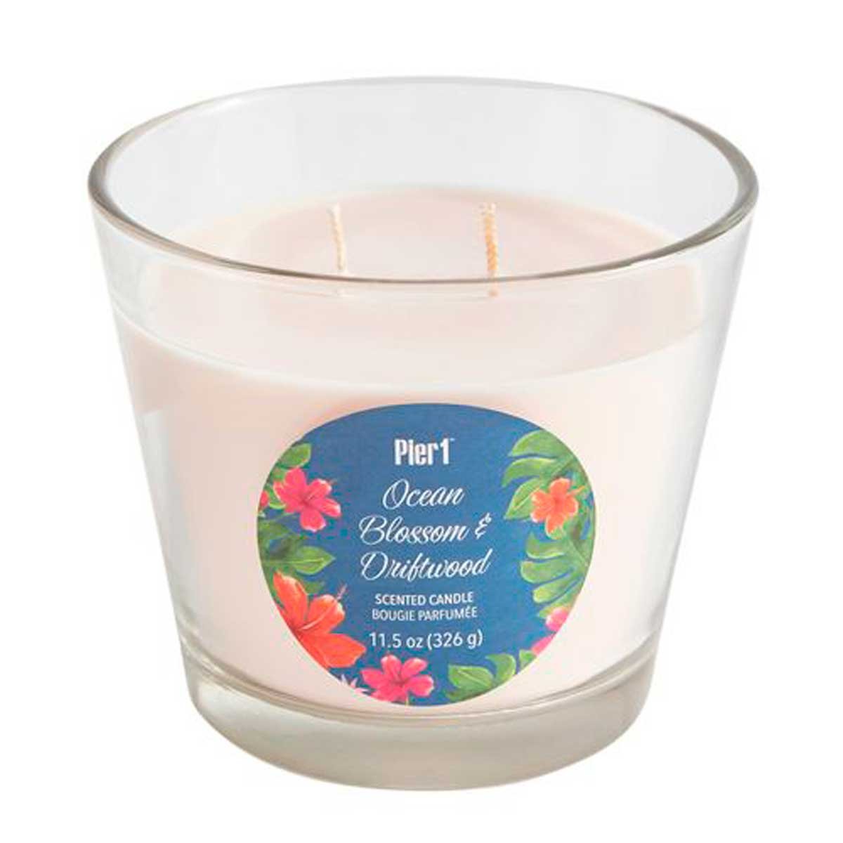 Vela con Dos Pabilos Ocean Blossom & Driftwood Pier 1 Imports