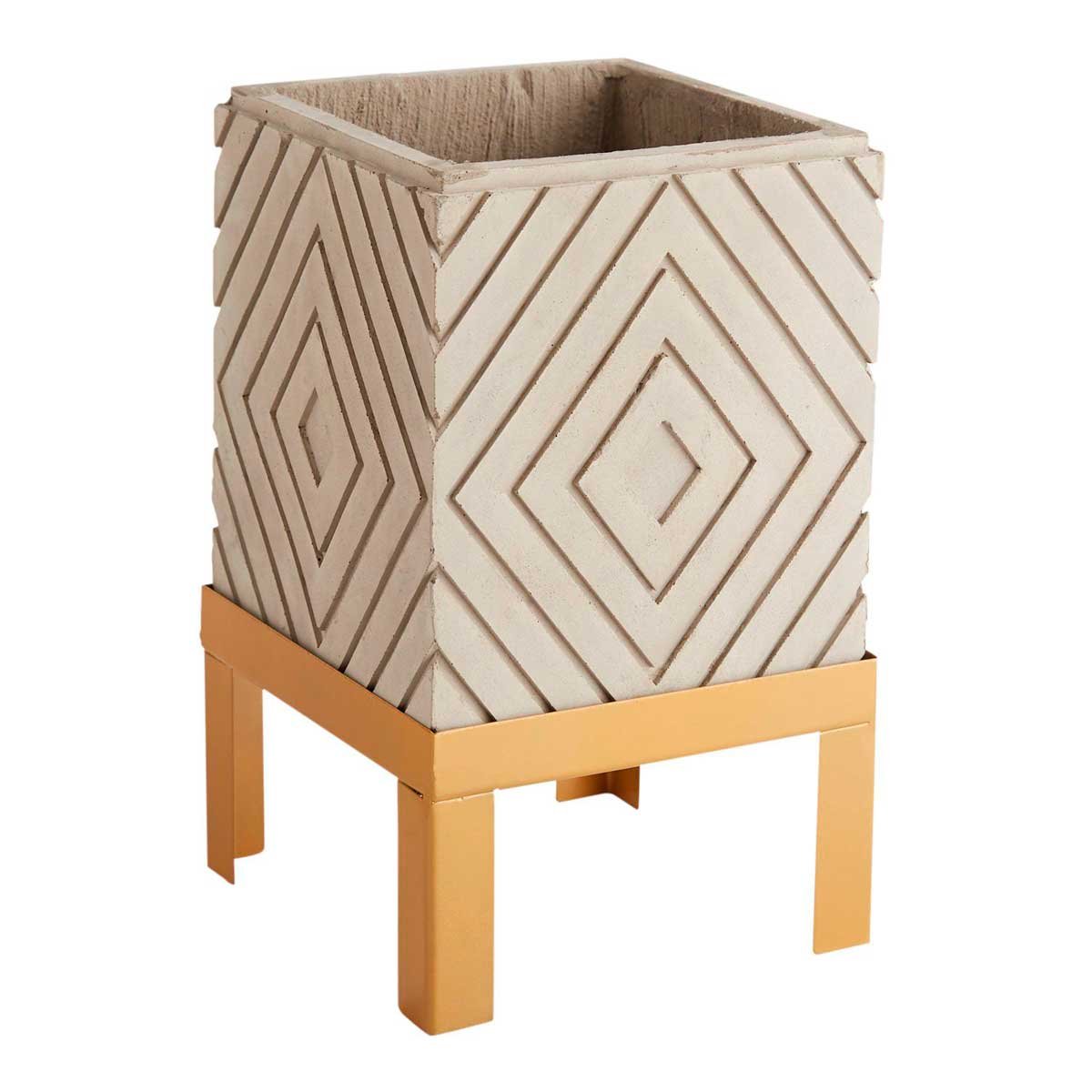 Maceta Chica con Base Concrete Etched Pier 1 Imports