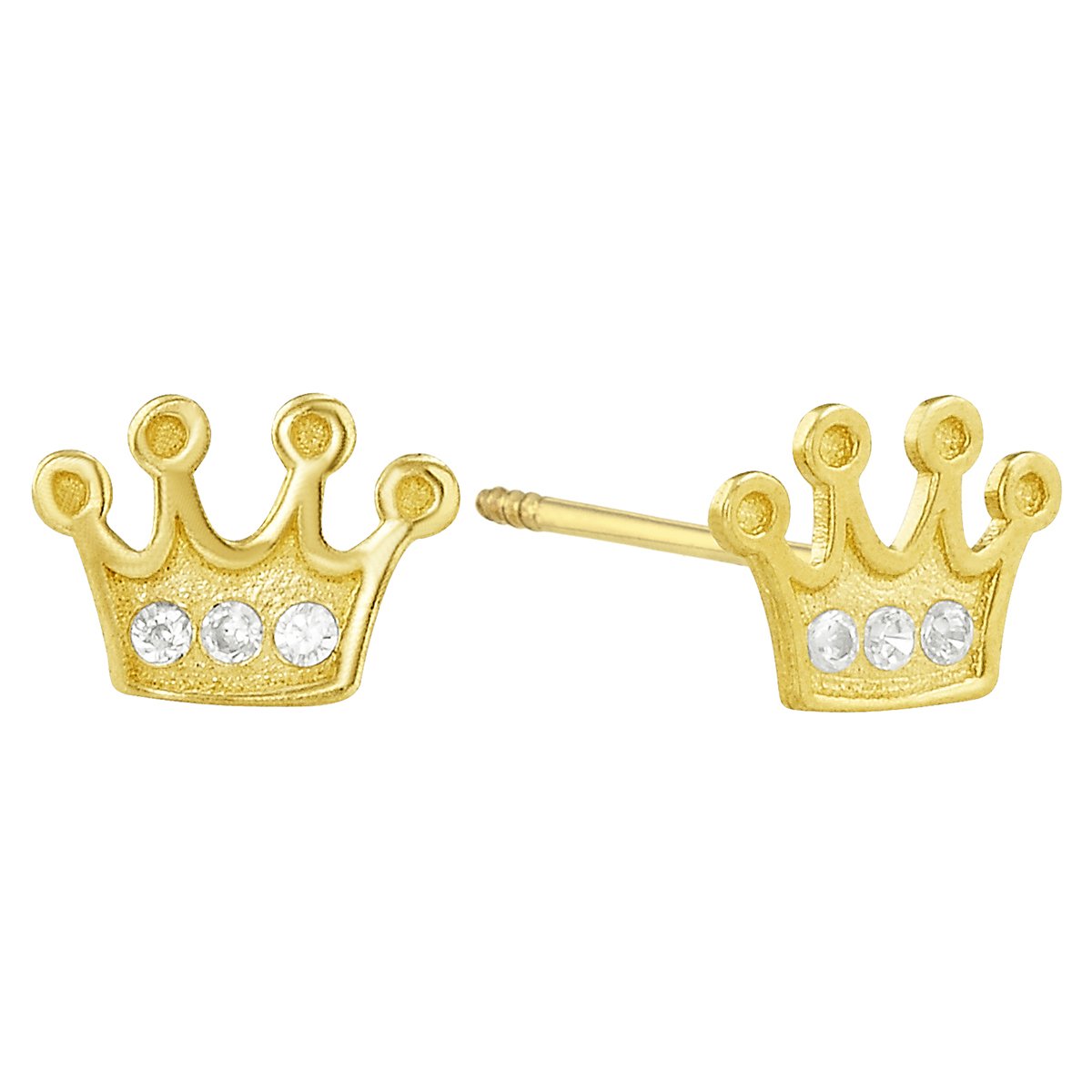 Broqueles de Oro 14K Corona con Circonia Sabelli