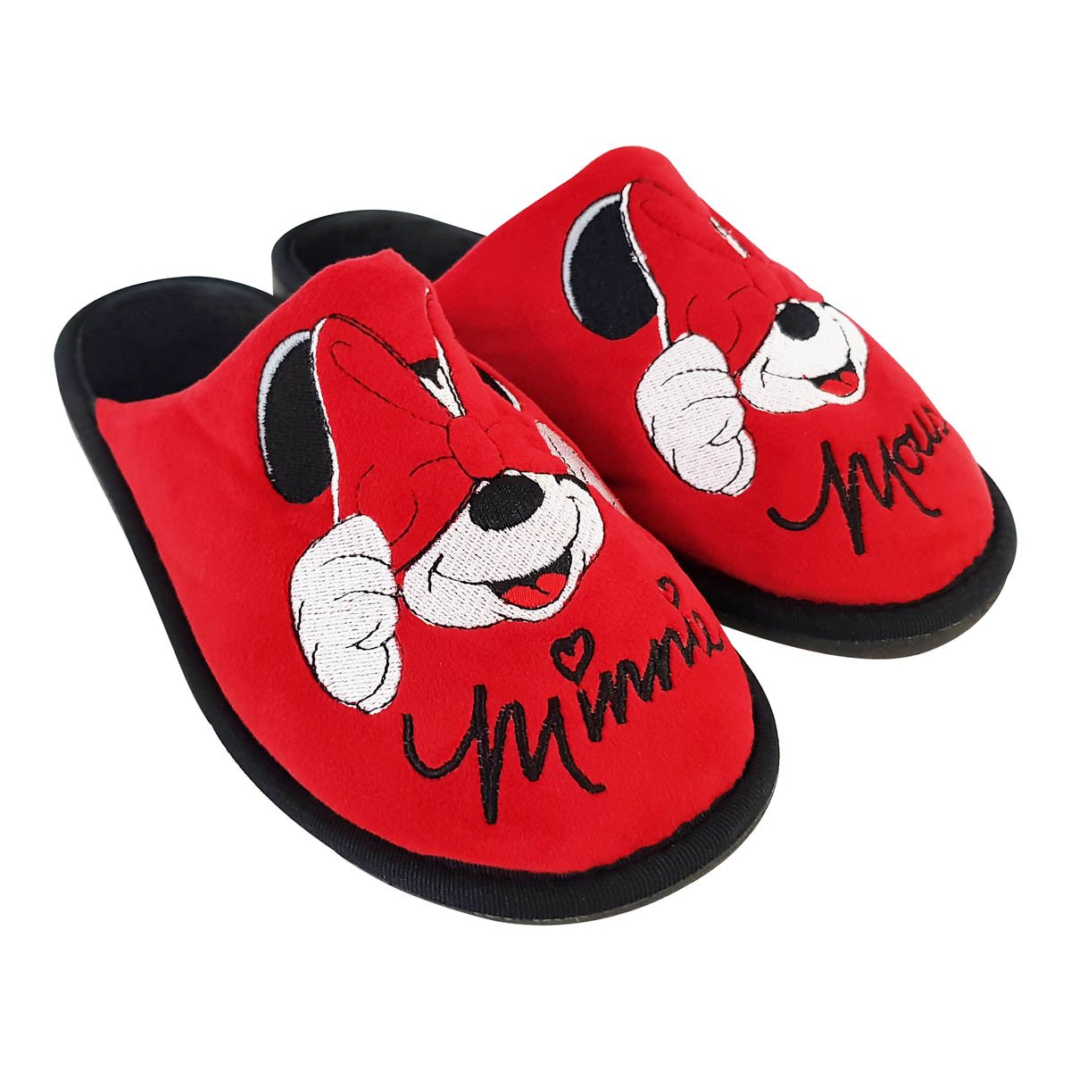 Pantufla Roja con Bordado Minnie Arra