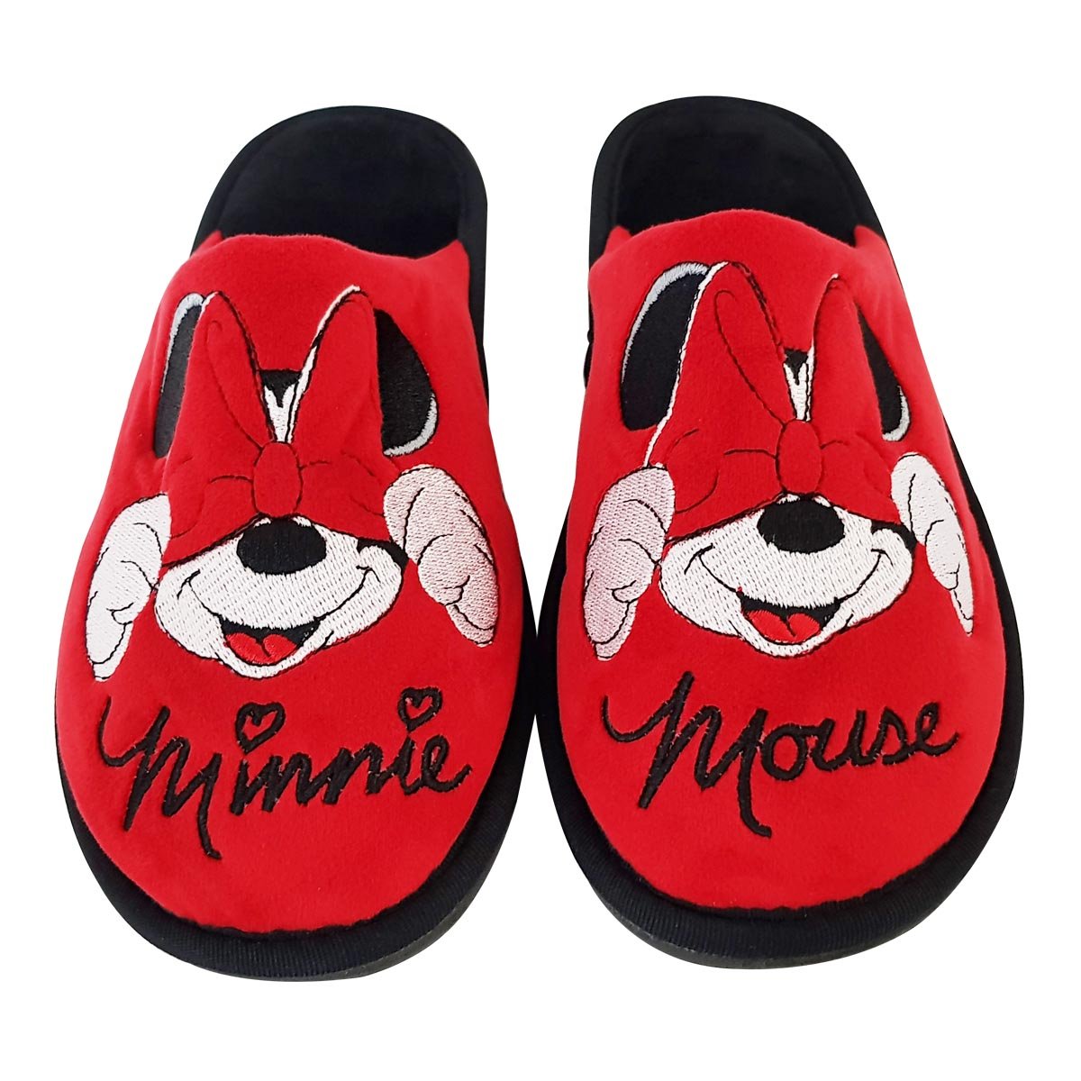 Pantufla Roja con Bordado Minnie Arra