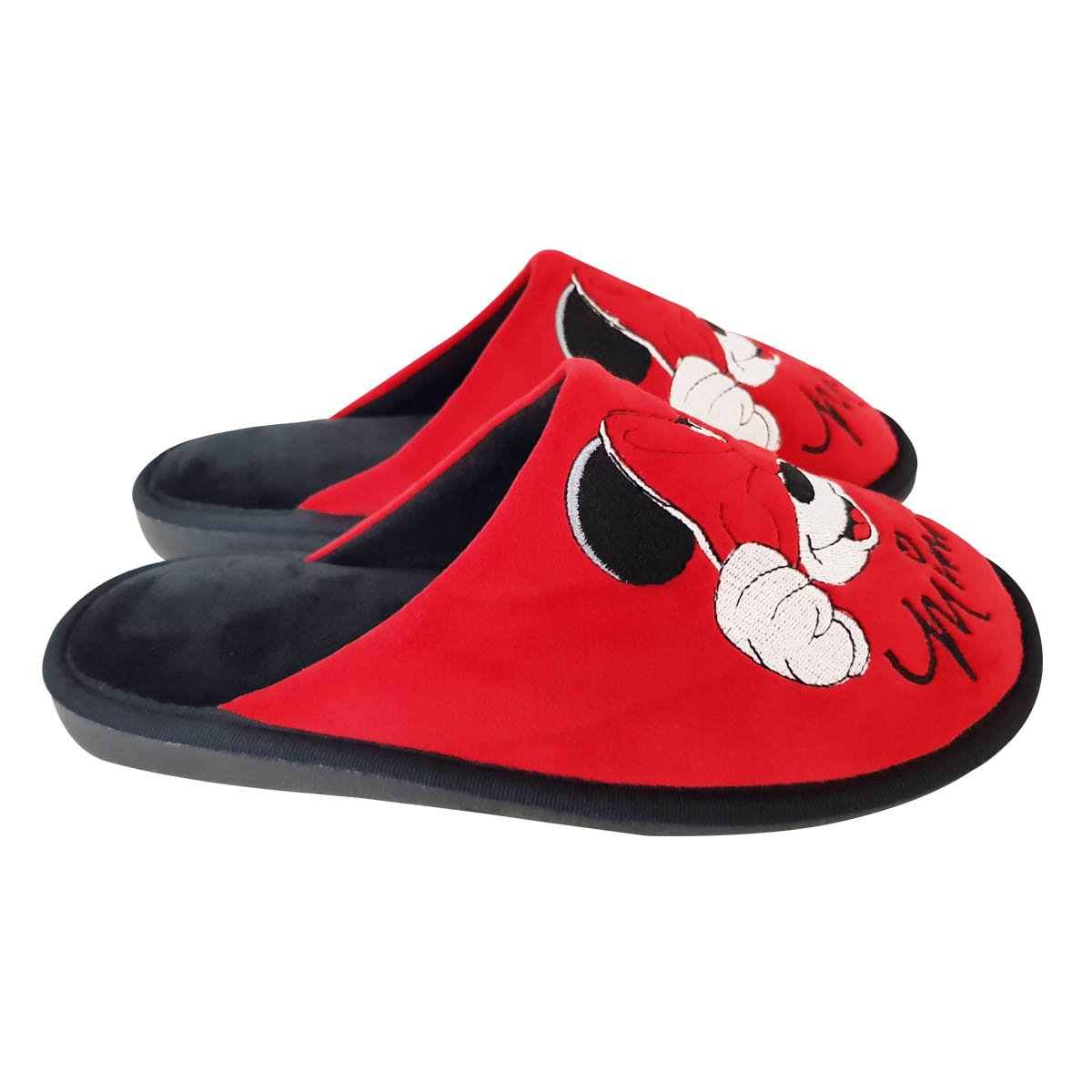 Pantufla Roja con Bordado Minnie Arra
