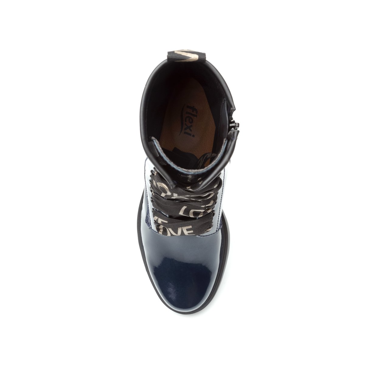 Bota de Charol Azul con Agujeta Flexi