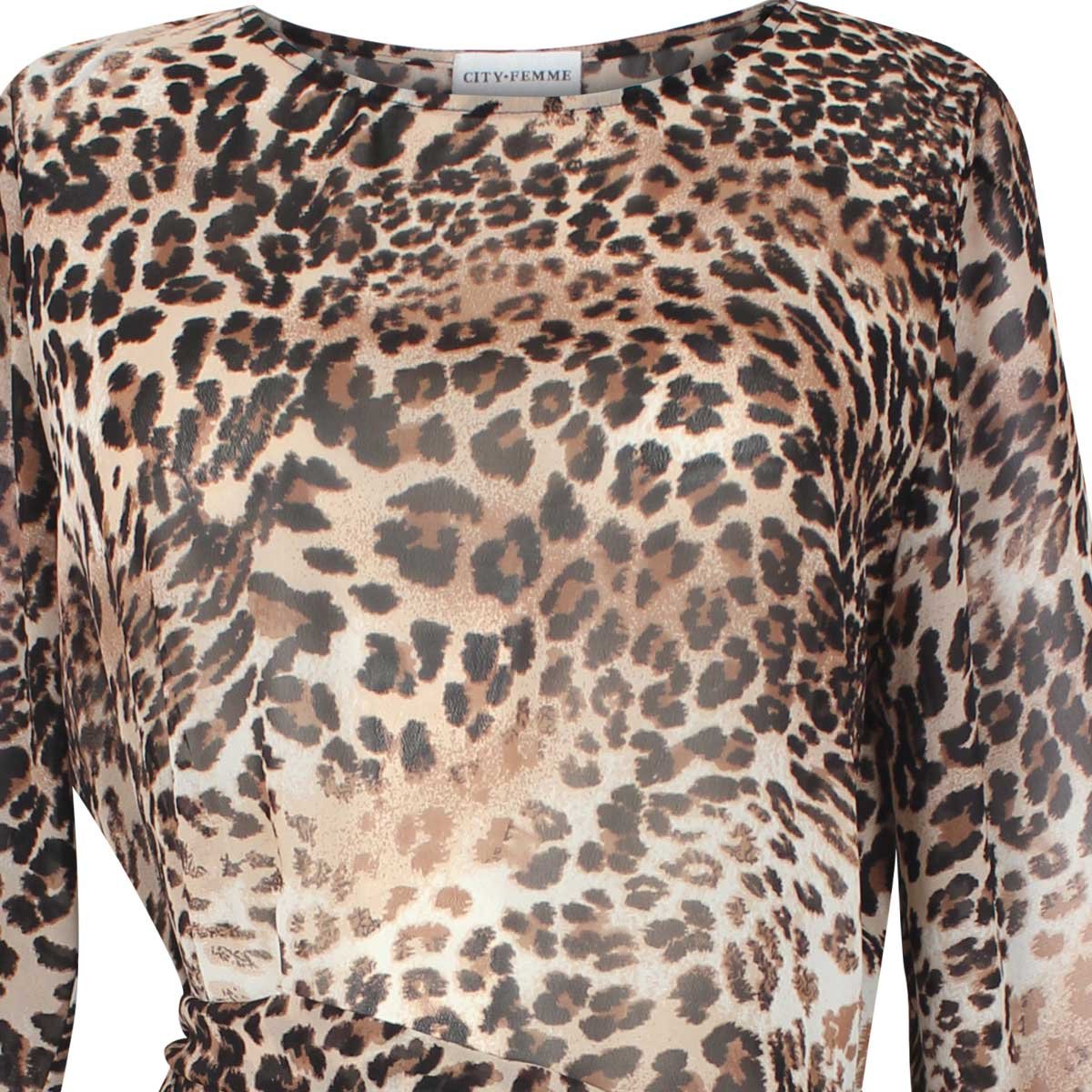 Túnica Escote Redondo con Cinta Animal Print City Femme