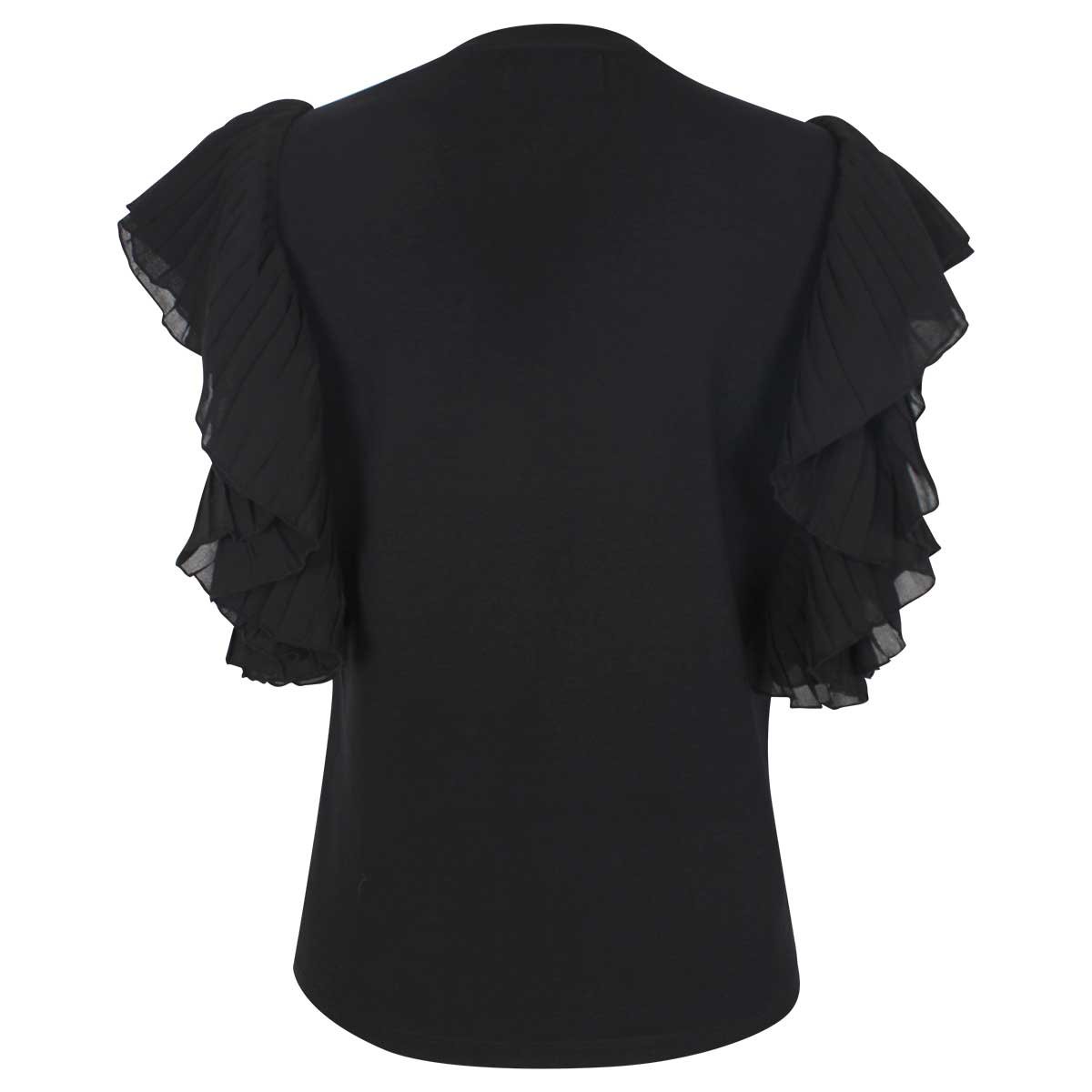 Blusa Manga Corta Plisada Escote Redondo Liso City Femme