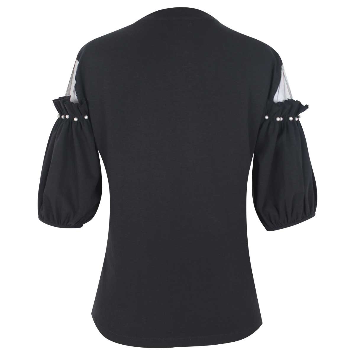 Blusa con Transparencias Y Perlas City Femme