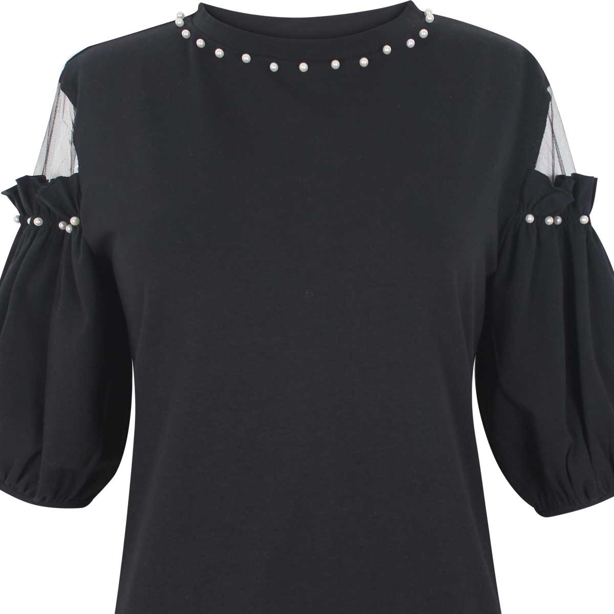 Blusa con Transparencias Y Perlas City Femme