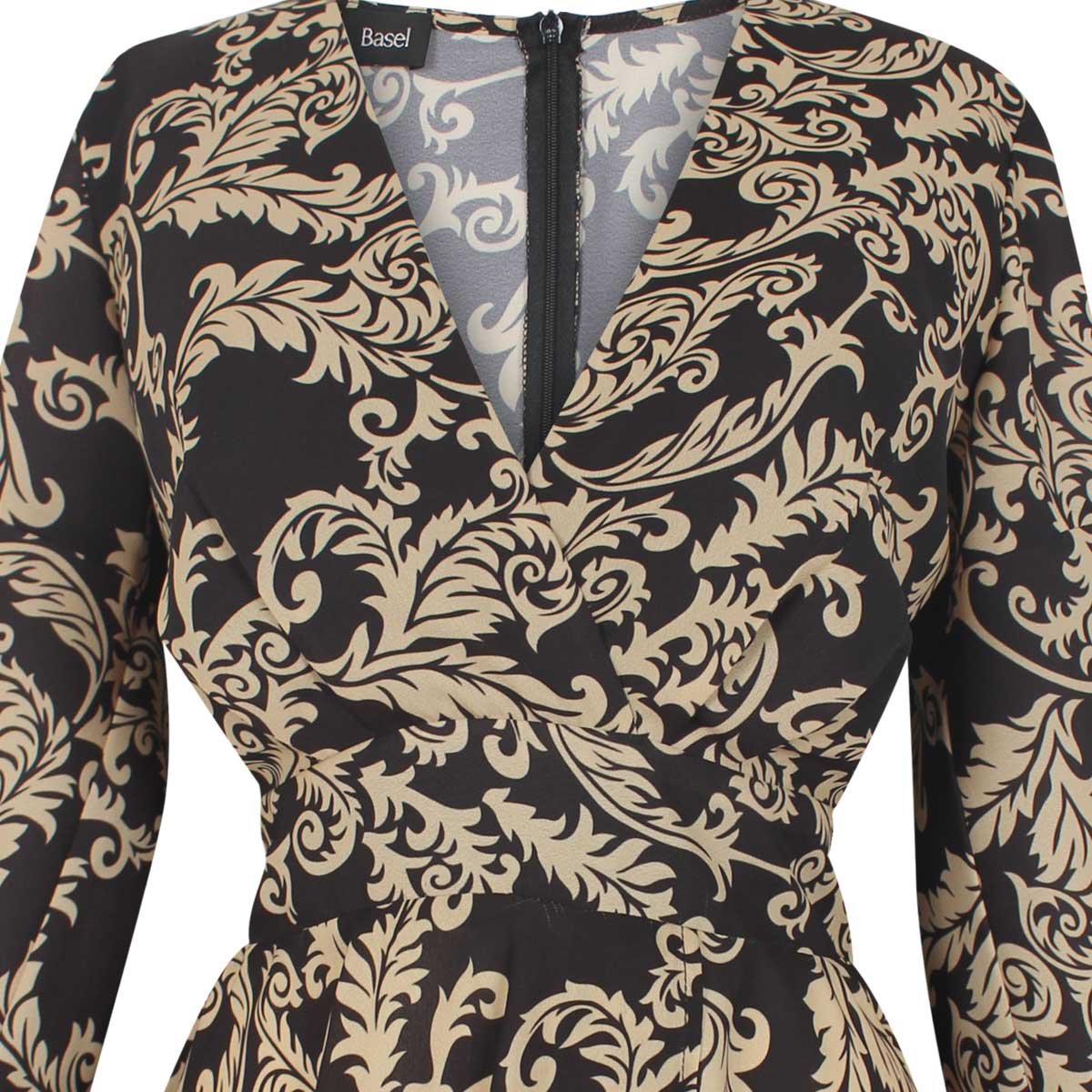 Blusa Manga Globo Escote V Estampado Basel