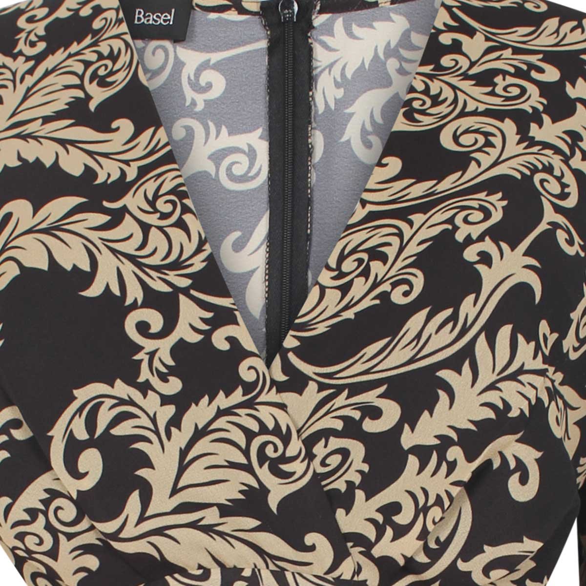 Blusa Manga Globo Escote V Estampado Basel