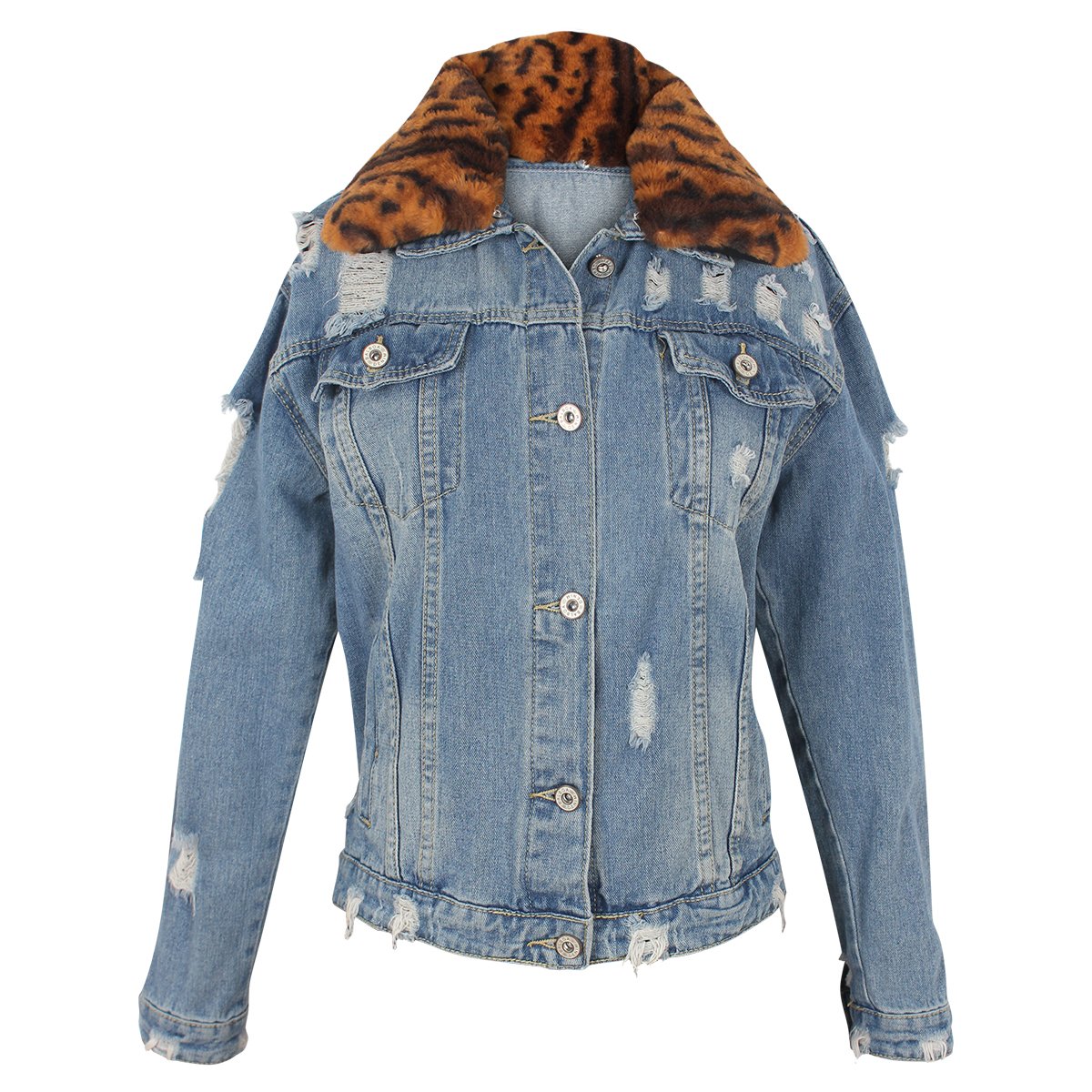Chamarra con Desgaste Cuello Desmontable de Pelo Just By Basel