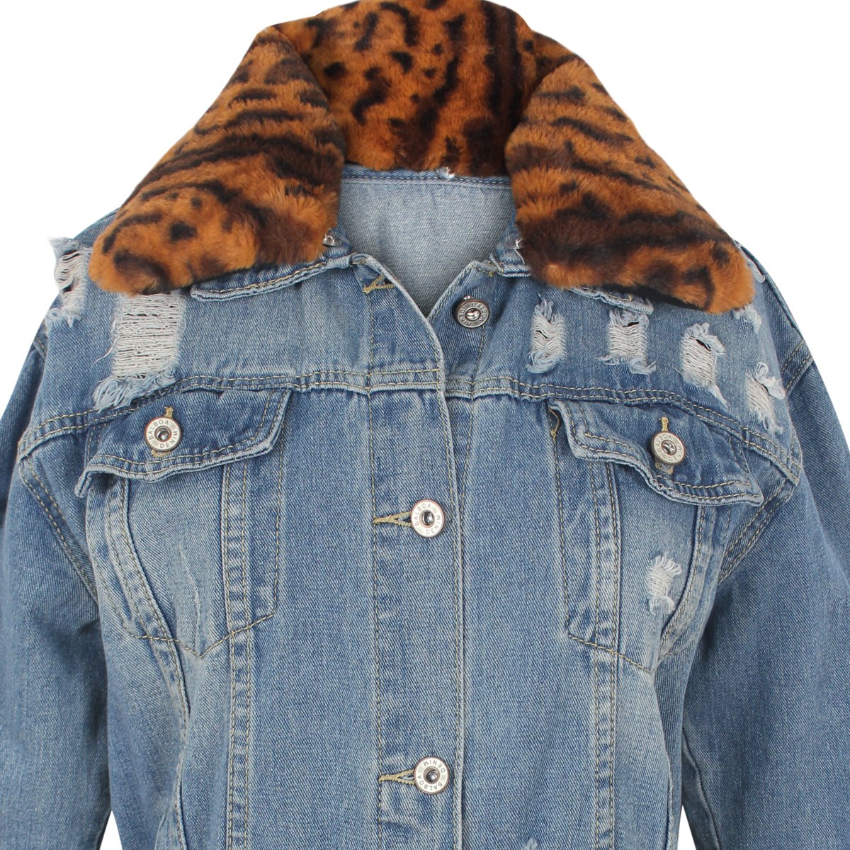 Chamarra con Desgaste Cuello Desmontable de Pelo Just By Basel