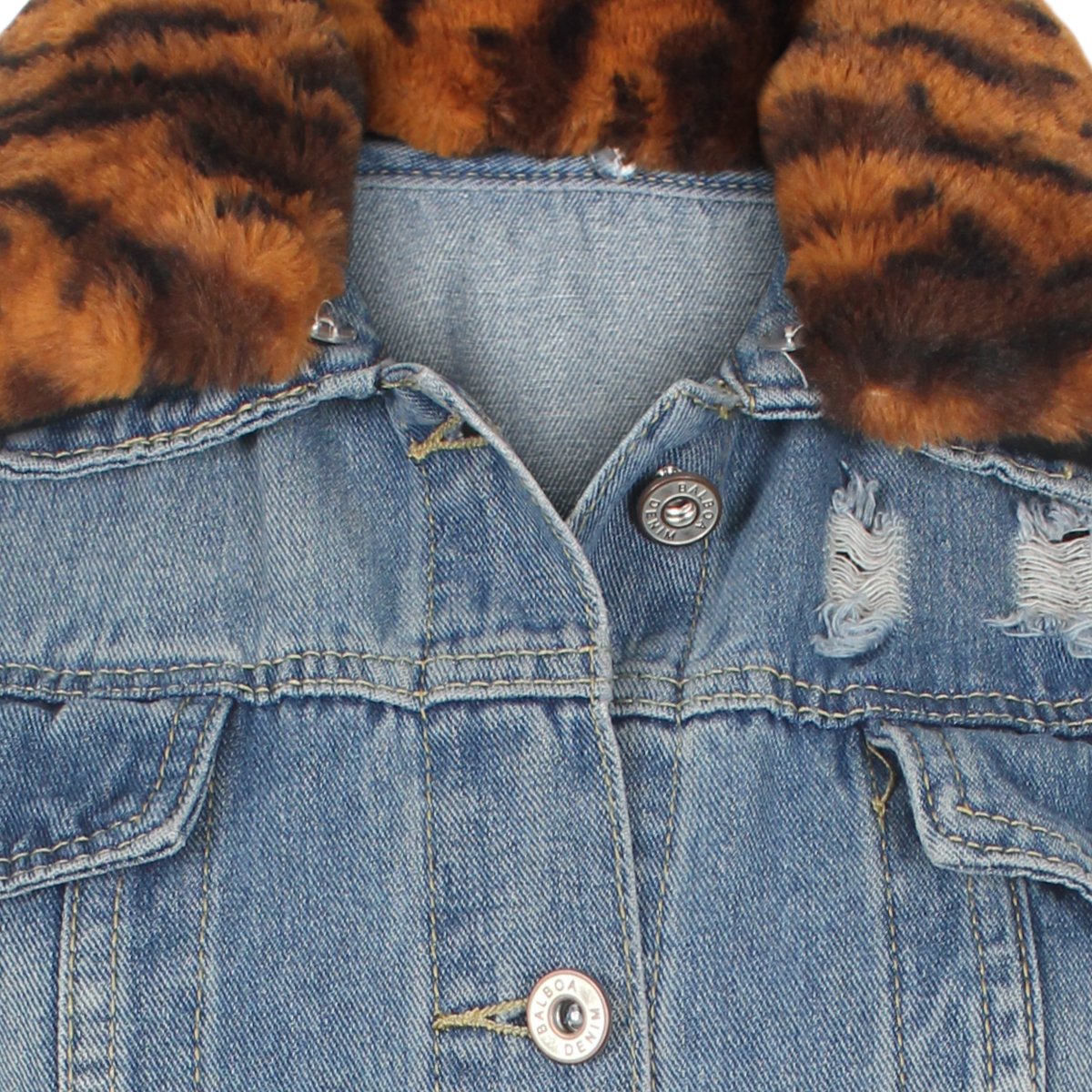 Chamarra con Desgaste Cuello Desmontable de Pelo Just By Basel