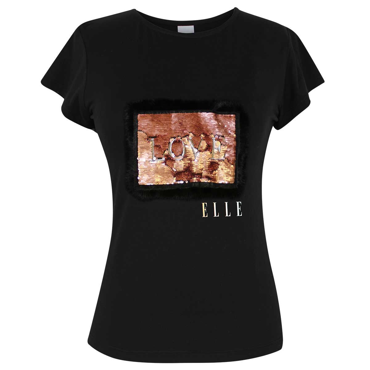 Blusa Manga Corta Escote Redondo Aplicación Love Elle