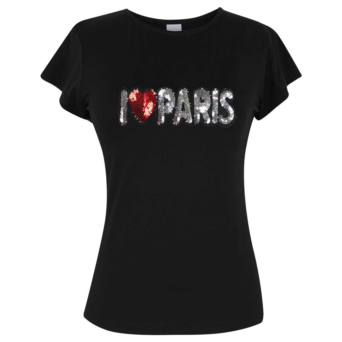 Blusa Manga Corta Escote Redondo Aplicación Paris Elle