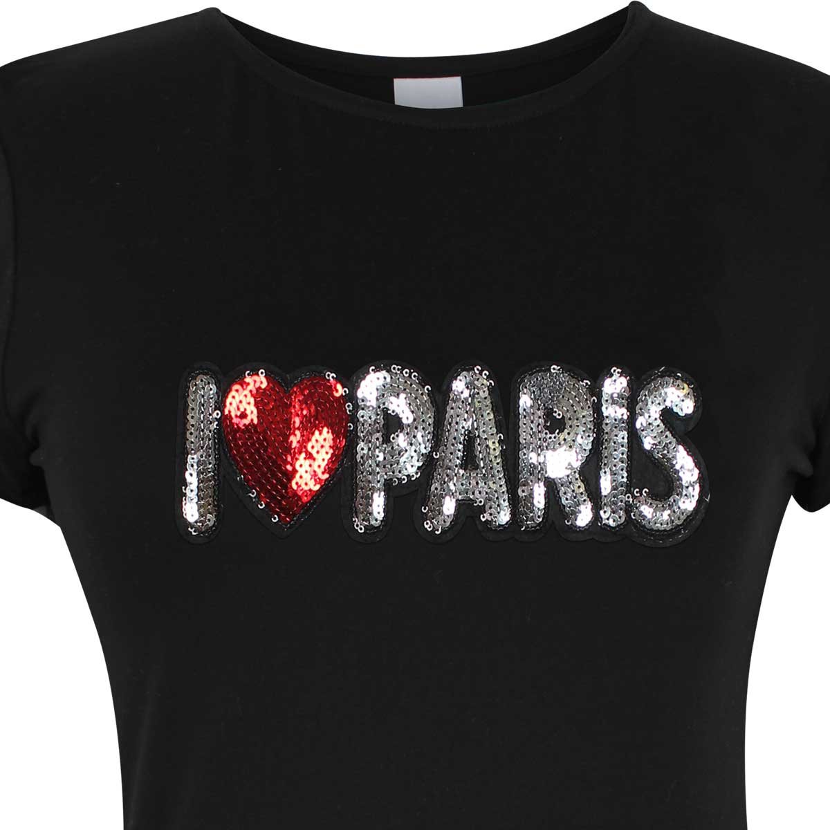Blusa Manga Corta Escote Redondo Aplicación Paris Elle