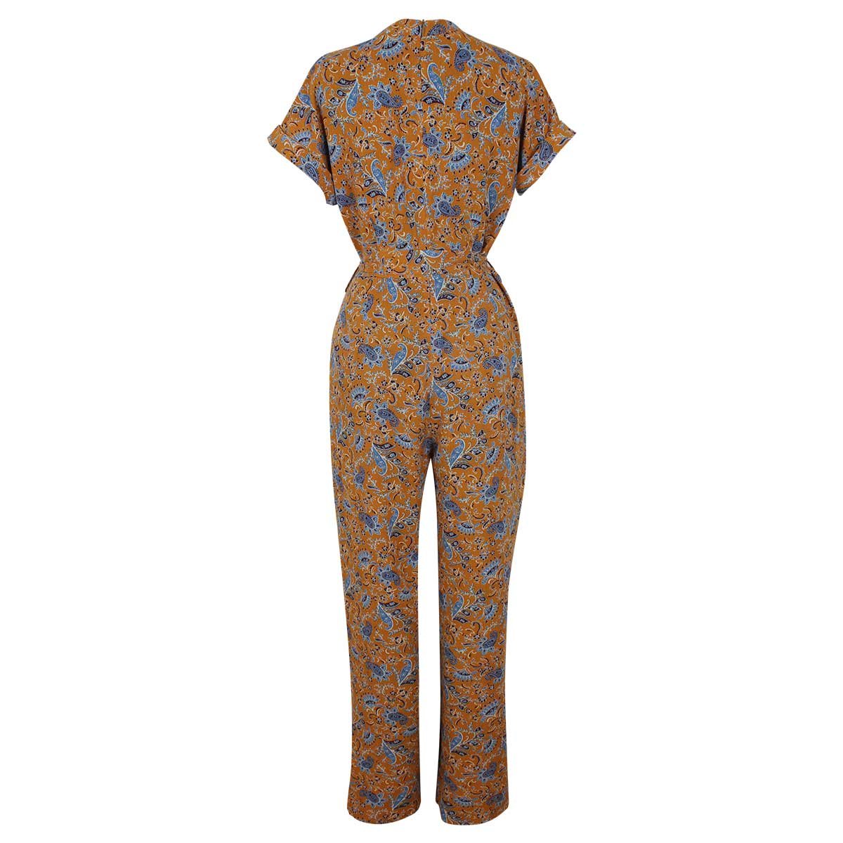 Jumpsuit Manga Corta Escote V Estampado Paisleys Elle