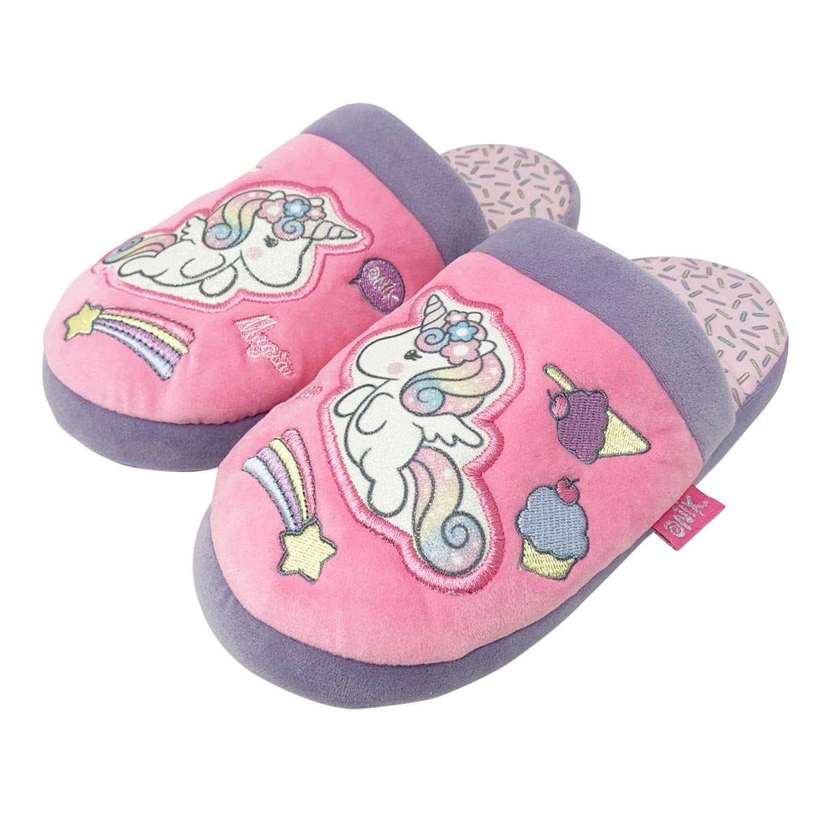 Pantufla Bordada Unicornio Onix Rosa Arra