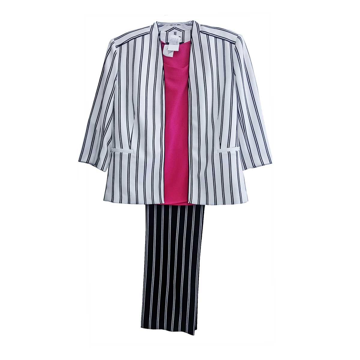 Conjunto 3 Piezas Saco Rayas Pantalón Y Top Diva para Dama
