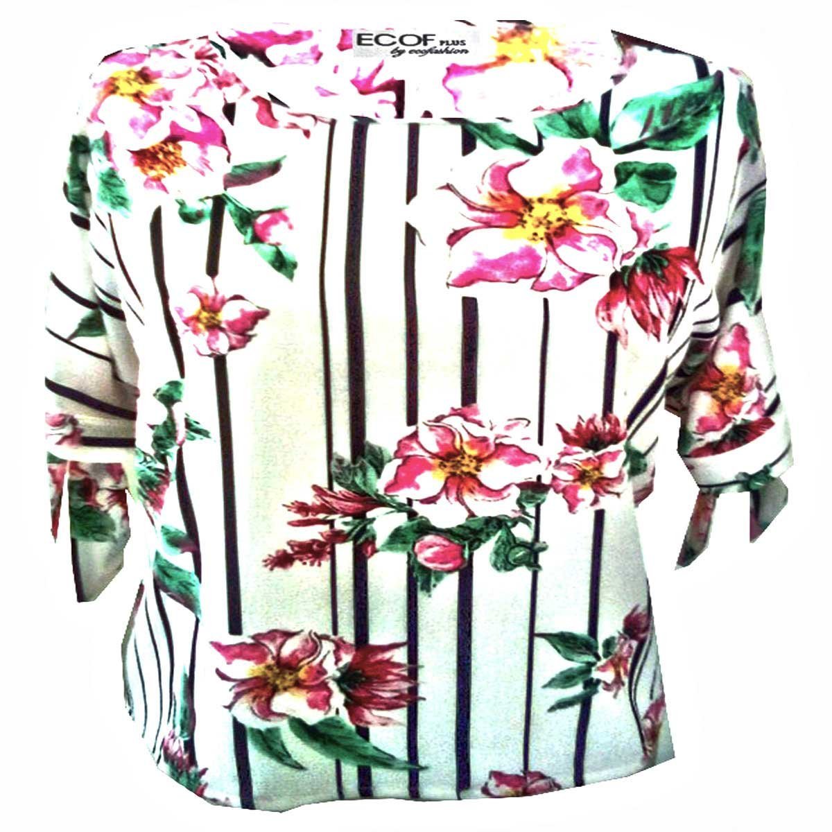 Blusa Estampada de Rayas y Flores de Colores Ecofashion