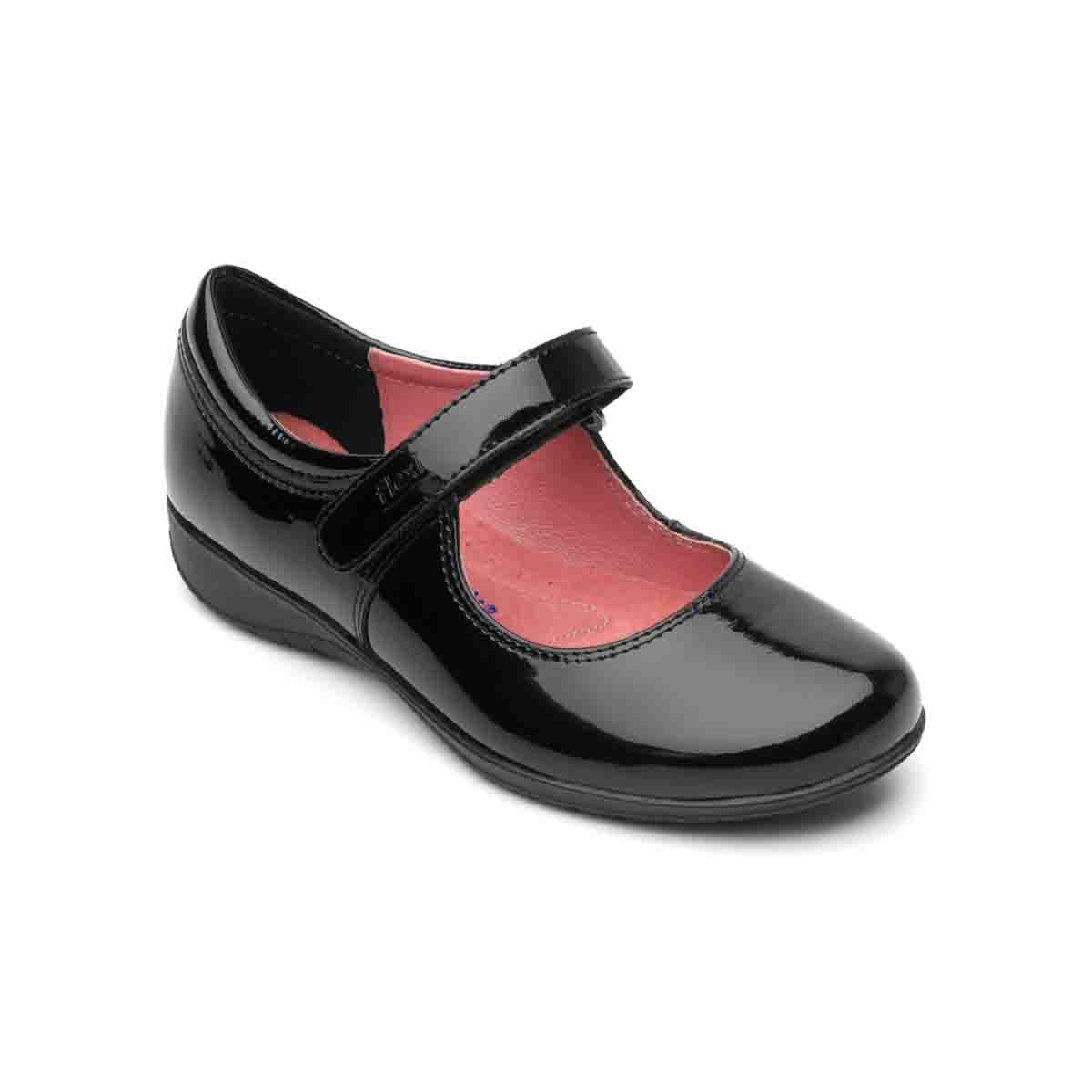Zapato Escolar Color Charol Negro Flexi para Niña