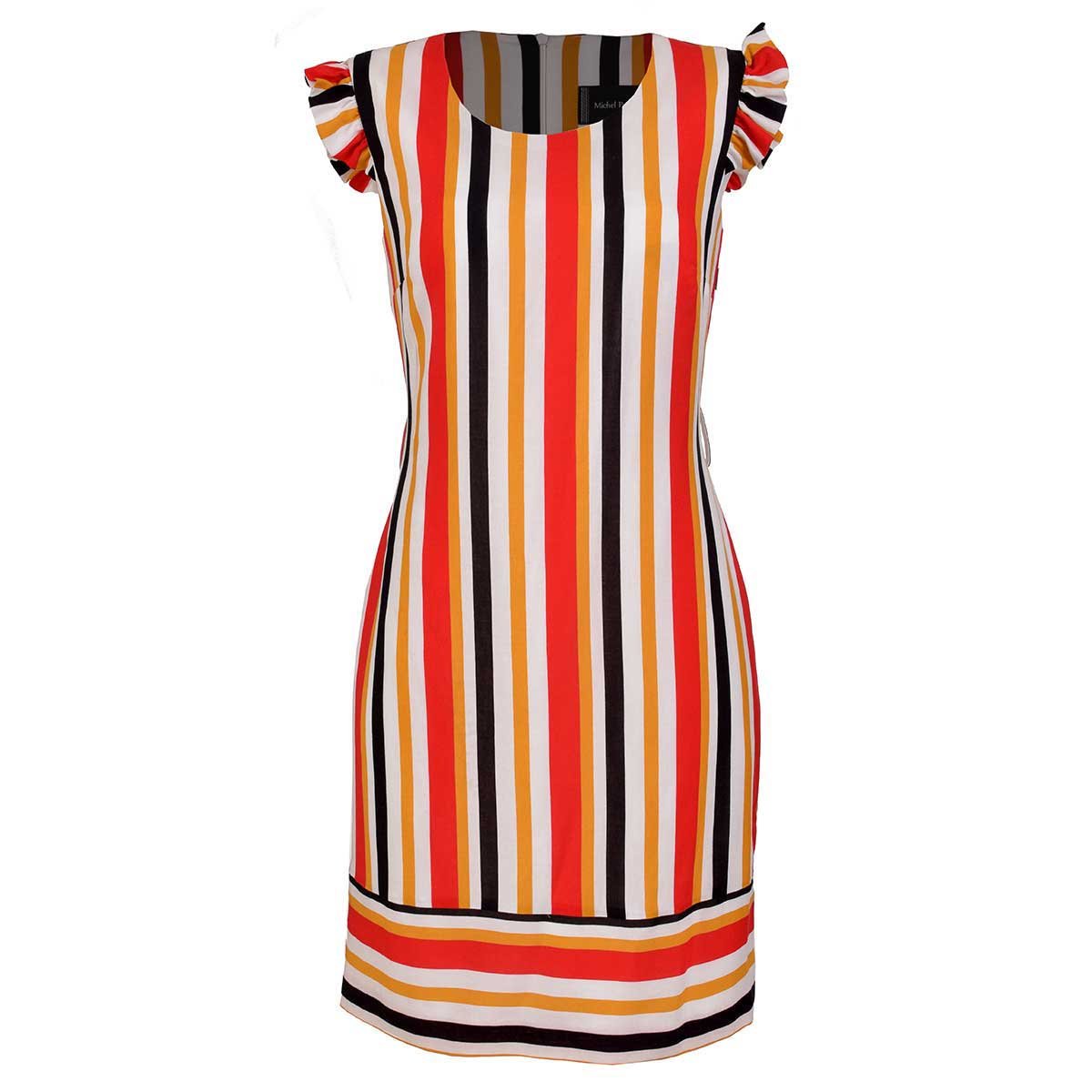 Vestido a Rayas con Cinto Mini Manga Michel Paulini