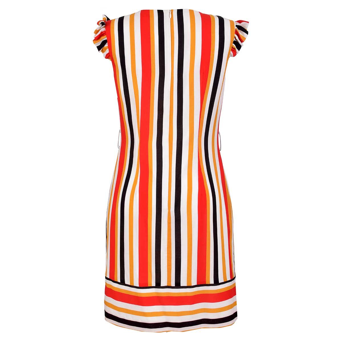 Vestido a Rayas con Cinto Mini Manga Michel Paulini