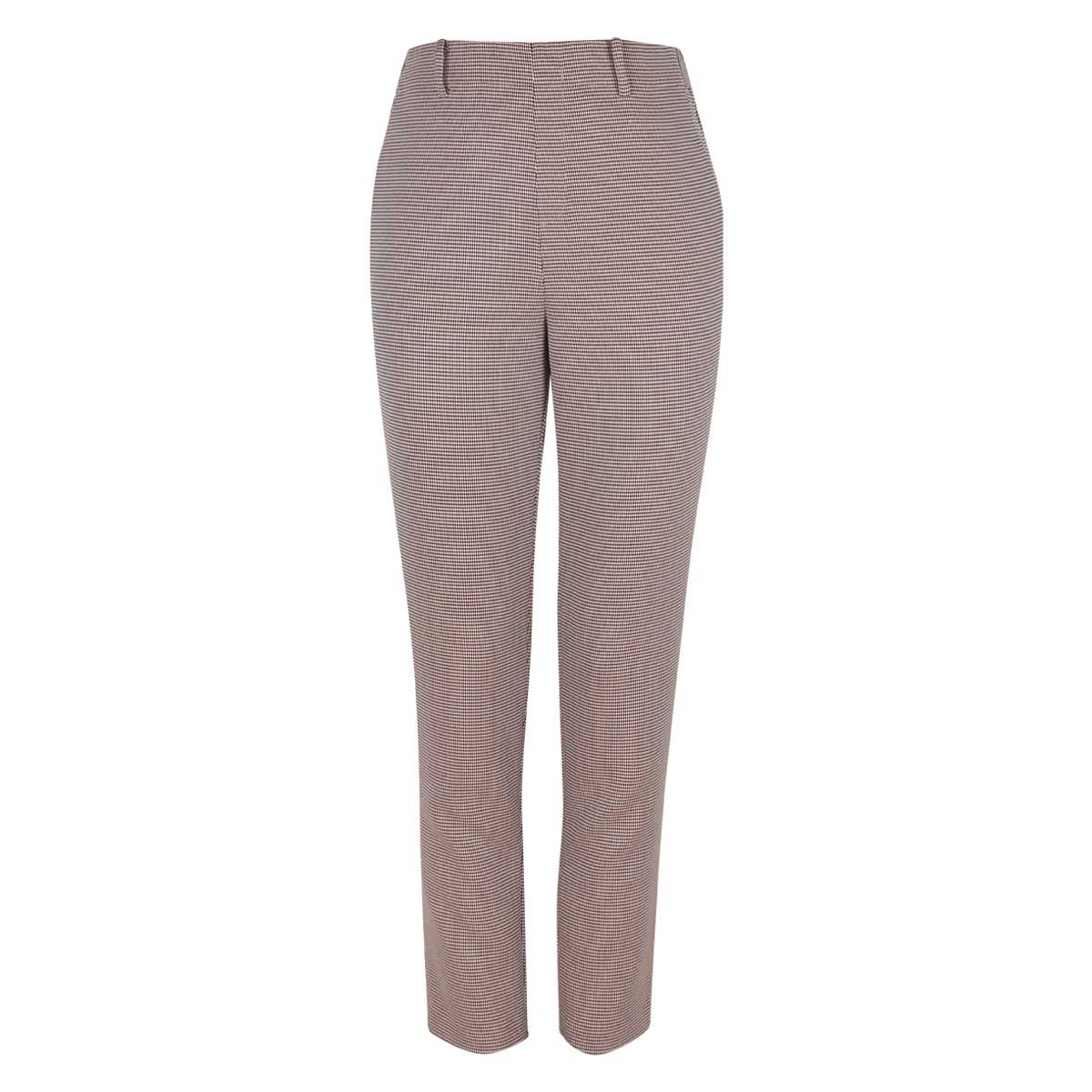 Pantalón Corte Recto Mini Cuadro con Presillas Office Cool para Mujer