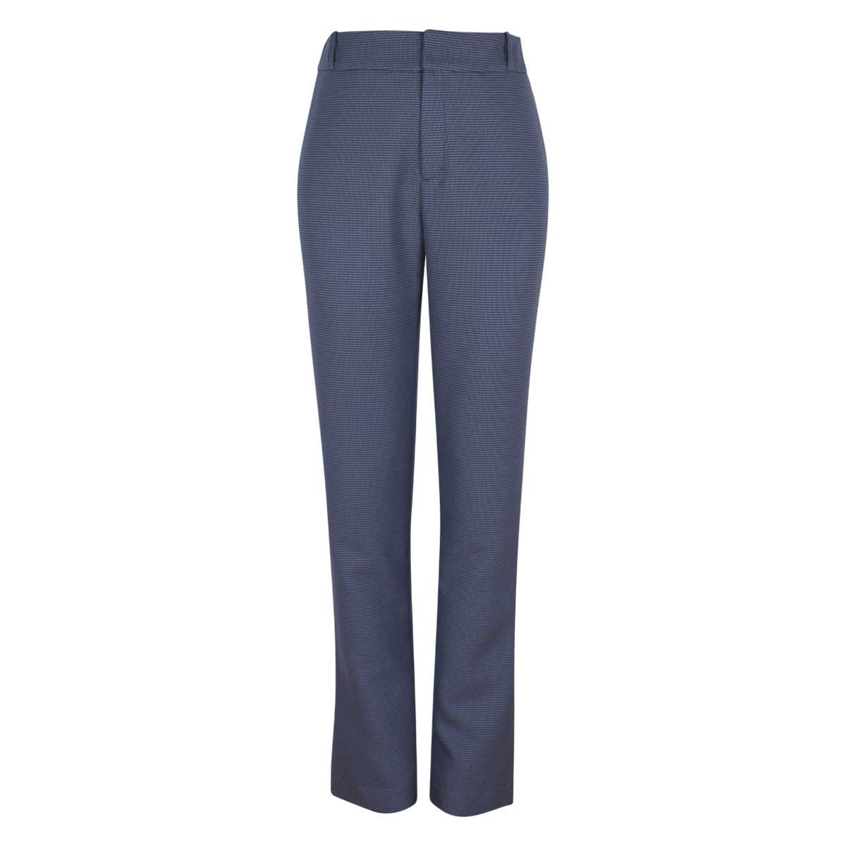 Pantalón Corte Recto Mini Cuadro con Presillas Office Cool para Mujer