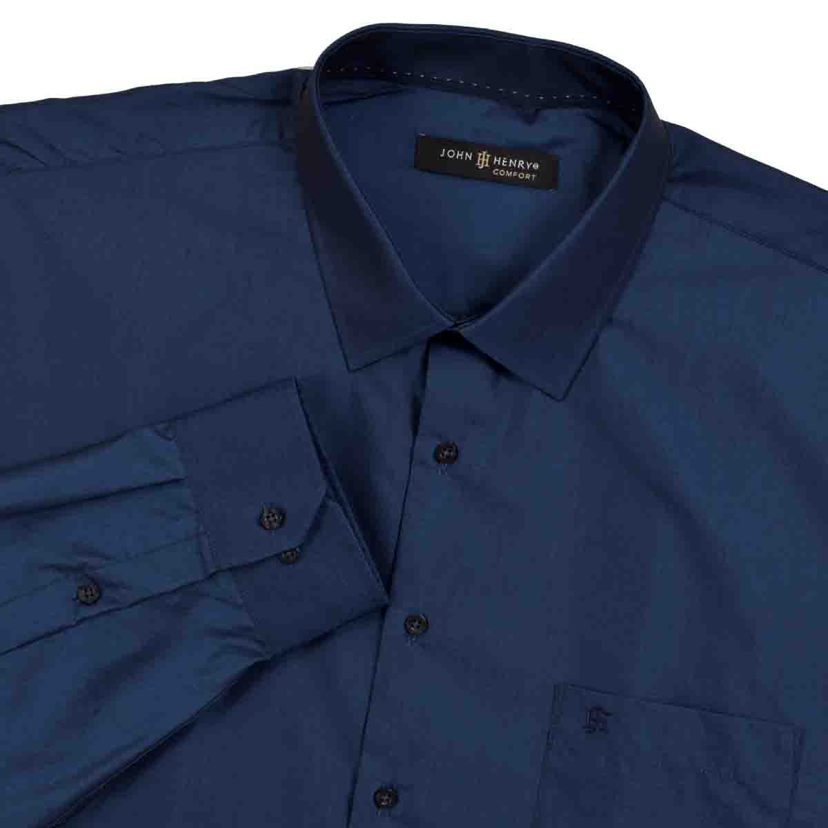 Camisa Talla Plus Manga Larga Tornasol Marino John Henry para Caballero