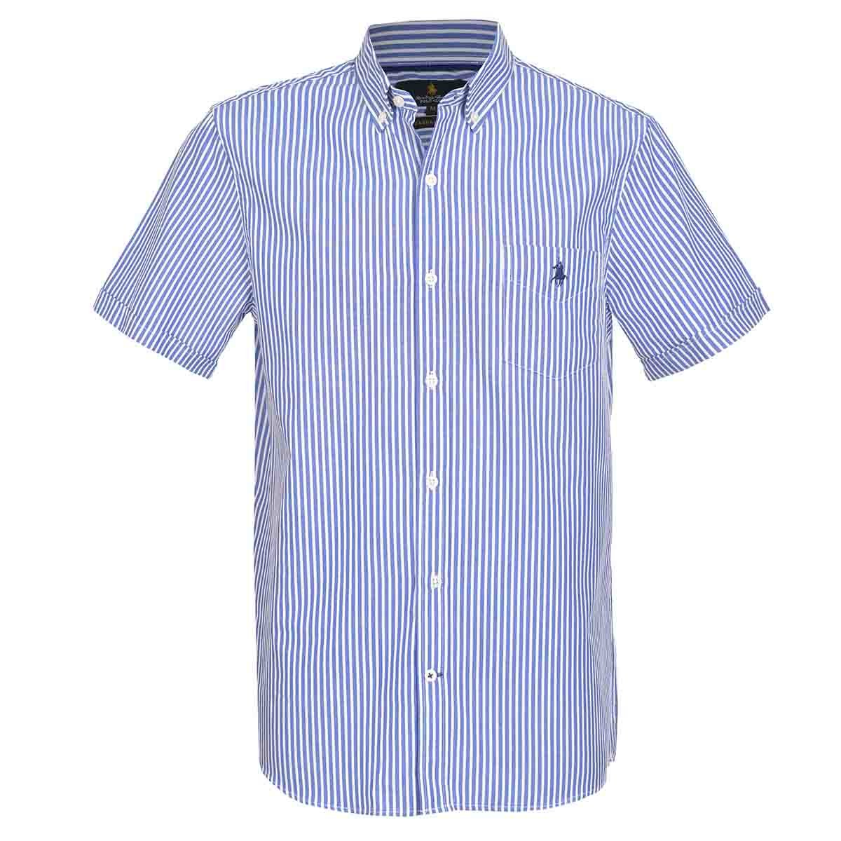 Camisa Manga Corta a Rayas Azul Polo Club para Caballero